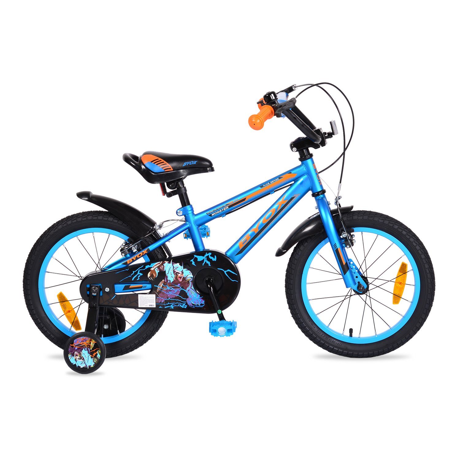 Byox Kinderfahrrad 18 Zoll Pixi, Klingel, Reflektoren, Stützräder, ab 5  Jahre schwarz