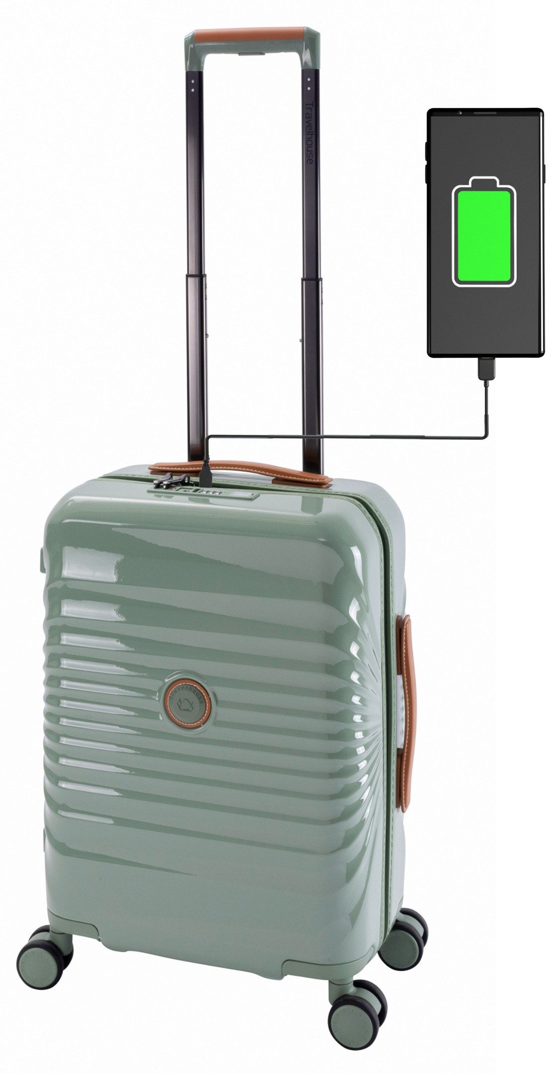 Travelhouse Handgepäck-Trolley Capri, 4 Rollen, mit USB + USB C, Rollenbremse & Polycarbonat Hartschale