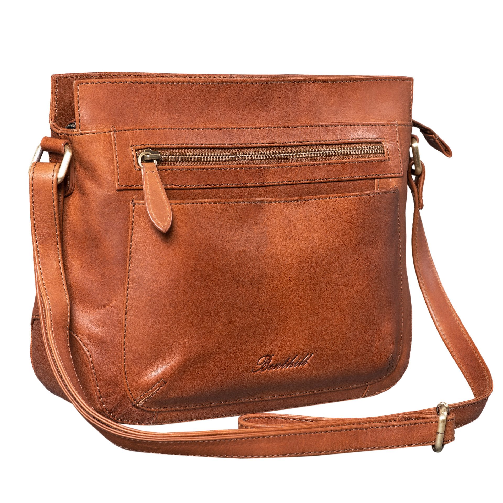Benthill Umhängetasche Damen Echt Leder Handtasche Vintage Umhängetasche Bag Shopper Frauen, Schultergurt / Umhängegurt Reißverschlussfach