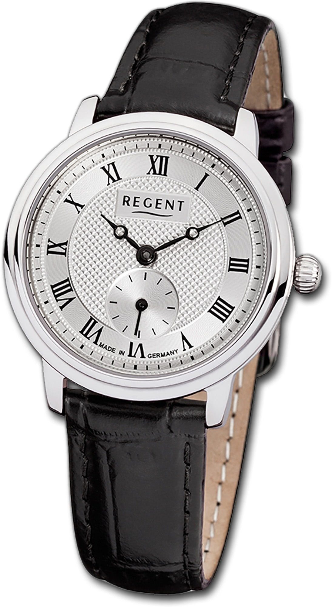 Regent Quarzuhr Regent Leder Damen Lederarmband, 28mm), klein Gehäuse, silber rundes GM-1440 Damenuhr Uhr Analog, (ca