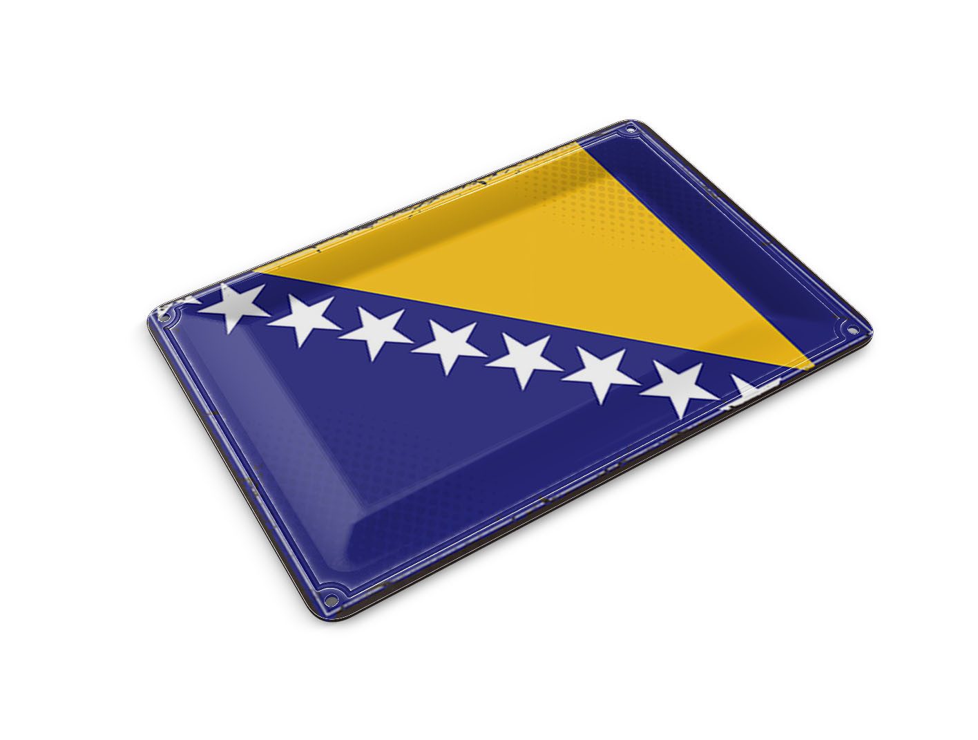 Femer GmbH Postkarte Flagge Bosnien und Herzegowina 14x10 cm Retro, unfrankiert