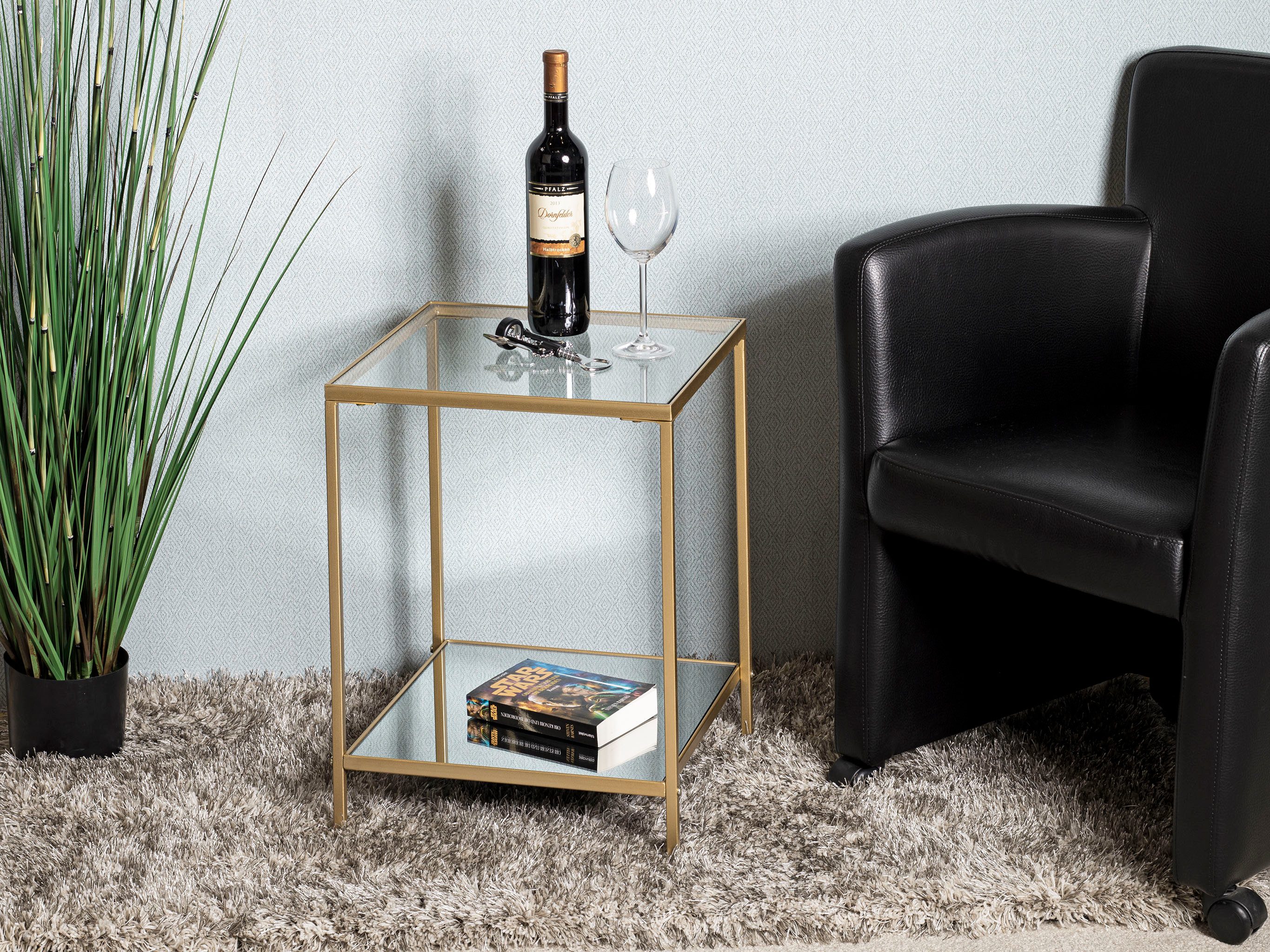 HAKU Beistelltisch Sofatisch, Wohnzimmertisch (1-St), quadratisch - aus Metall Gold B/T/H 39/39/55 cm