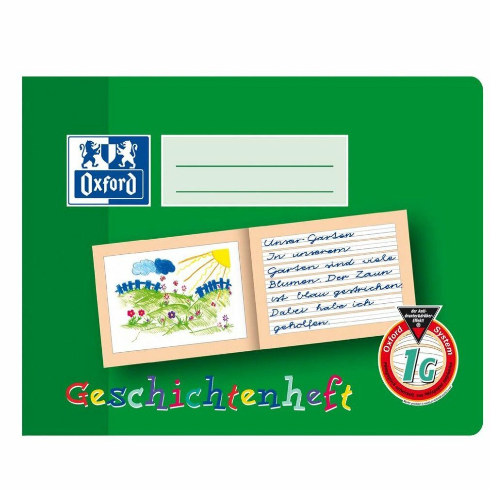 OXFORD Collegeblock Schreiblernheft Lineatur 1G liniert DIN A5 quer Rand rundum, 16 Blatt
