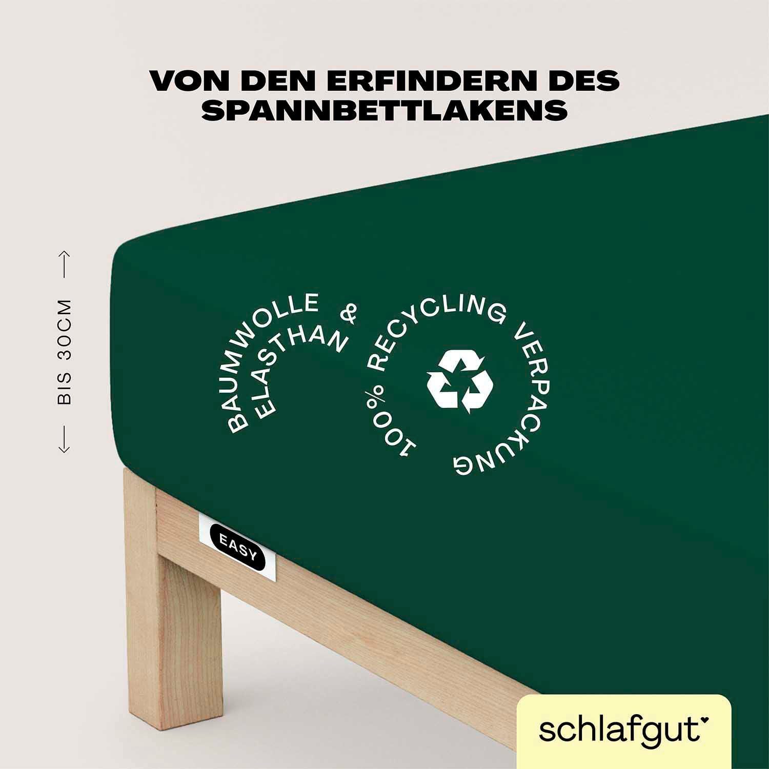 Schlafgut Spannbettlaken EASY JERSEY ELASTHAN Bettlaken, 170 g/m², 95% Baumwolle, 5% Elasthan, Jersey, Gummizug: rundum, (1 Stück), Spannbettlaken bis 30 cm Höhe, bügelfrei, pflegeleicht, perfekter Sitz