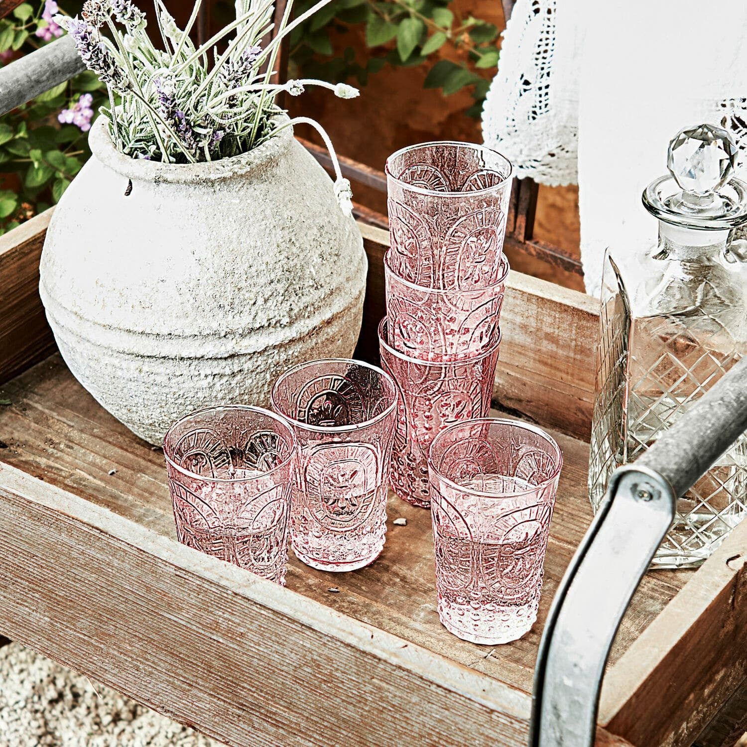 Mirabeau Glas Glas 6er Set Fleury rosa, Glas