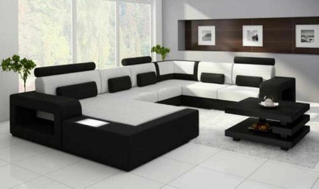 JVmoebel Ecksofa Sofa mit Maßfertigung mit Textil USB Beleuchtung Stoff Sofa Leder