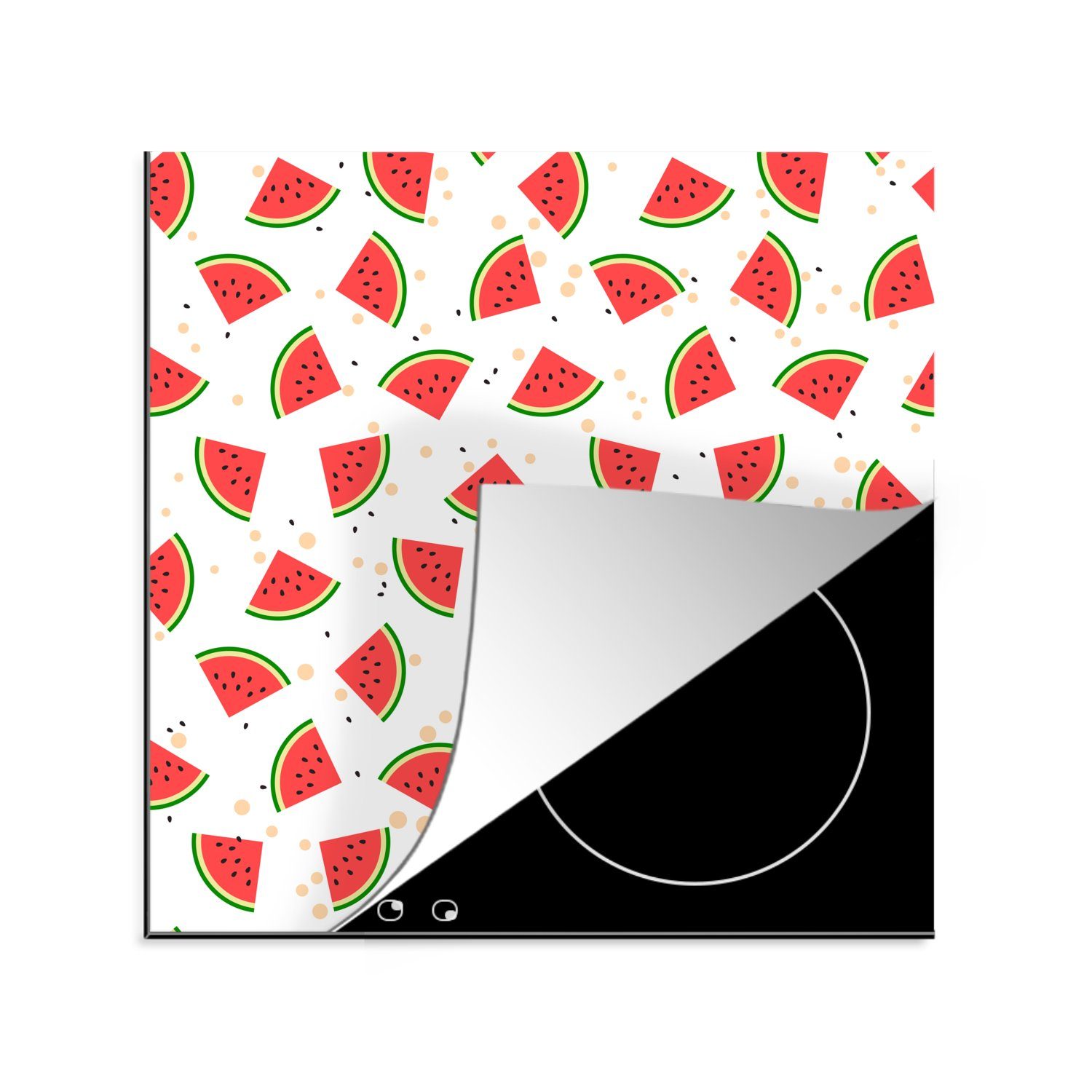 MuchoWow Herdblende-/Abdeckplatte Sommer - Wassermelone - Rosa, Vinyl, (1 tlg), 78x78 cm, Ceranfeldabdeckung, Arbeitsplatte für küche | Herdabdeckplatten