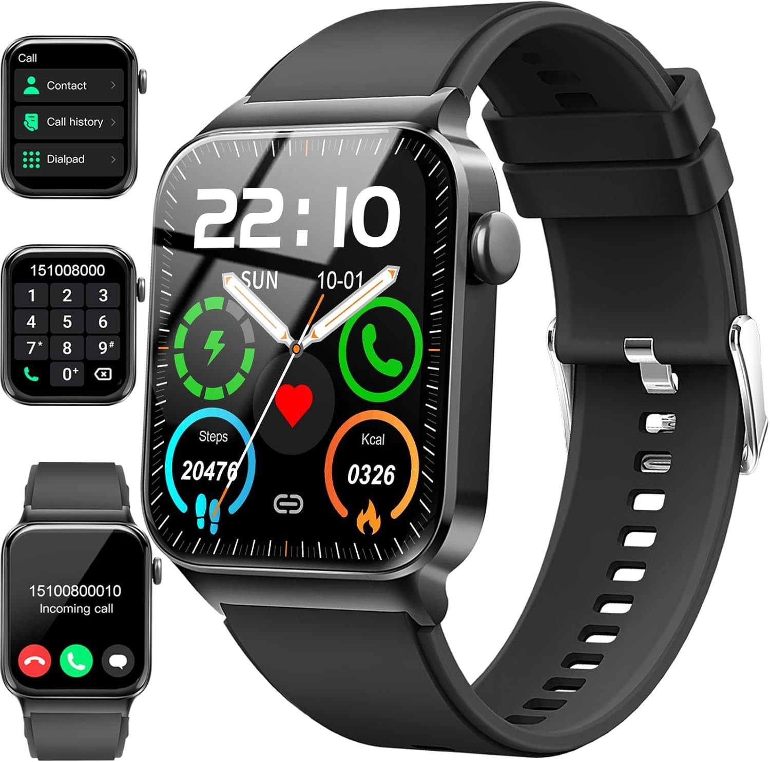 BRAIDOL Smartwatch Herren Damen mit Telefonfunktion,Fitness Tracker Smartwatch 1,85" Voll Touch Smart Watch Fitnessuhr mit 110+ Sportmodi, Schrittzähler Schlafmonitor Pulsuhr, IP68 Wasserdicht Armbanduhr Stoppuhr für Android iOS