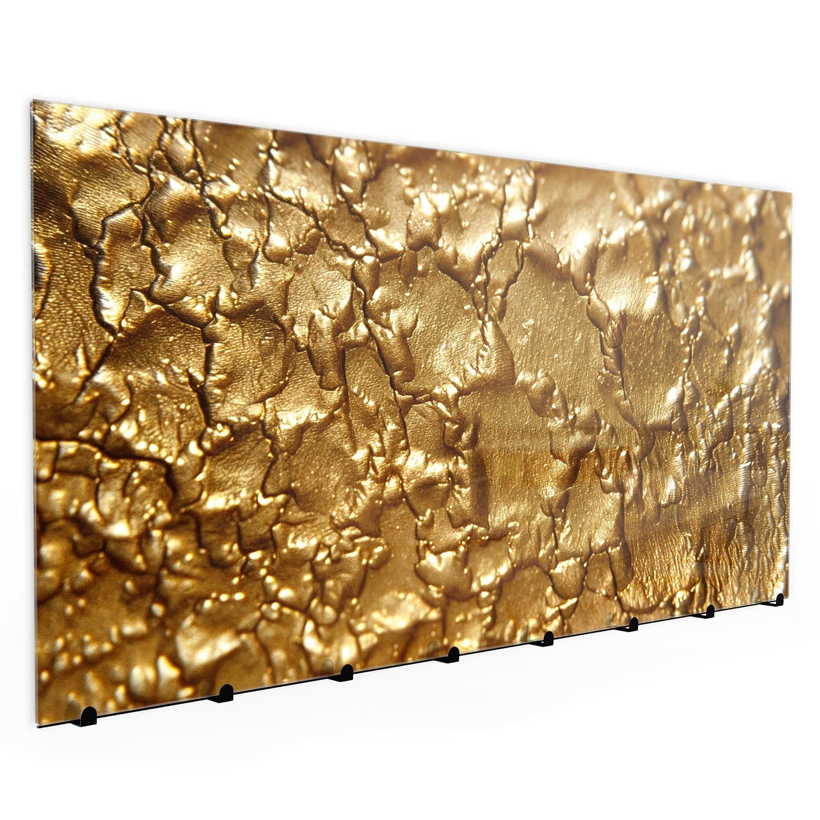 Primedeco Шафиpaneel Kleiderhaken aus Glas Goldene Struktur (1 St., Inkl. Magnete, Stifte und Montagematerial), Magnetisch & Beschreibbar