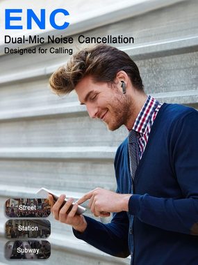 GCBIG Bluetooth 5.3 Kabellos mit ENC 4 Mics für Arbeit und Reisen In-Ear-Kopfhörer (Ergonomisches Design für maximalen Tragekomfort und sicheren Halt beim Sport., mit LED Digitalanzeige HiFiStereoklang IP7 Wasserdicht 25 stdSpielzeit)