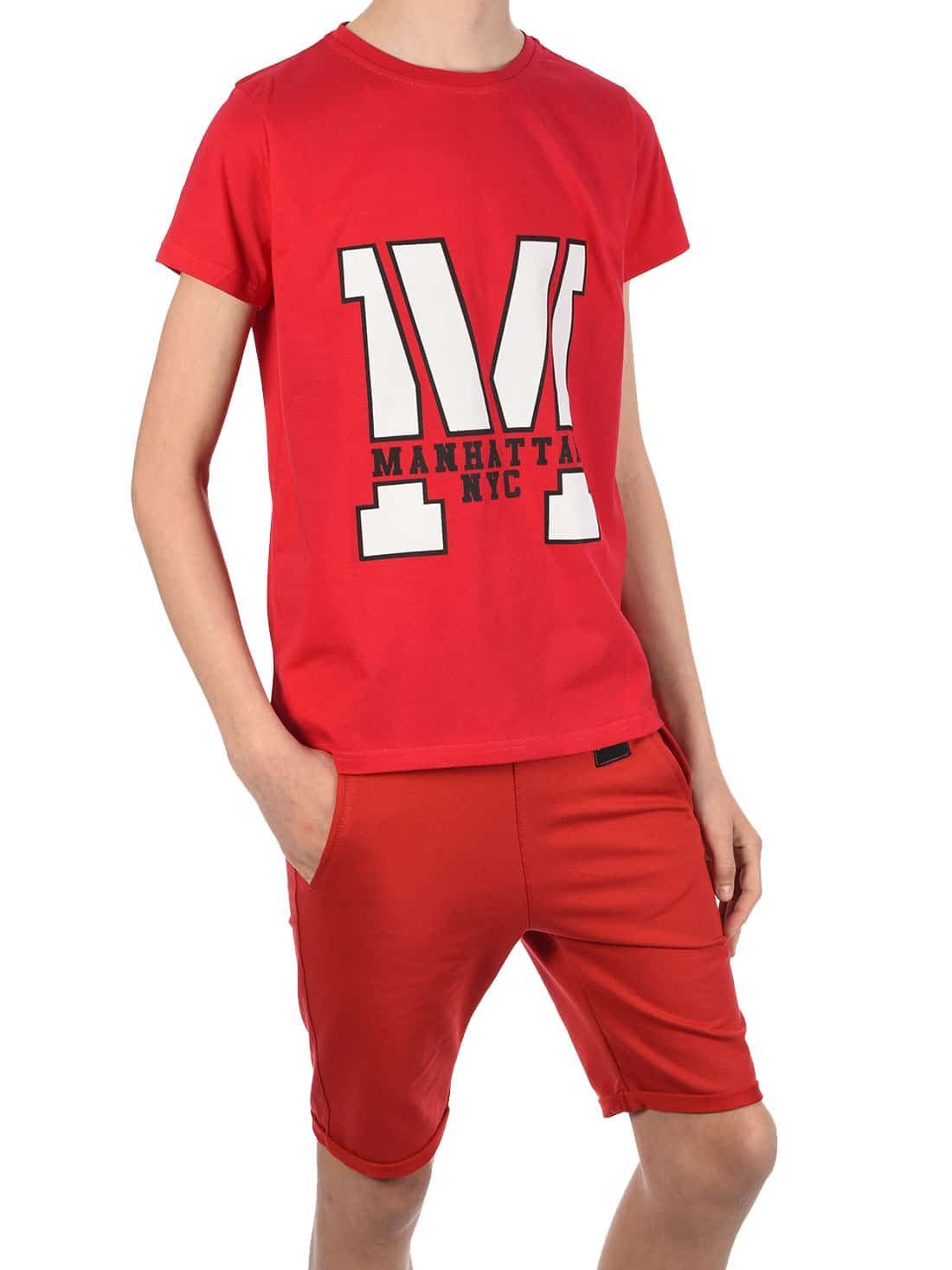 BEZLIT T-Shirt & Shorts Jungen Set T-Shirt Shorts (1-tlg) mit elastischem Bund Rot / Rot
