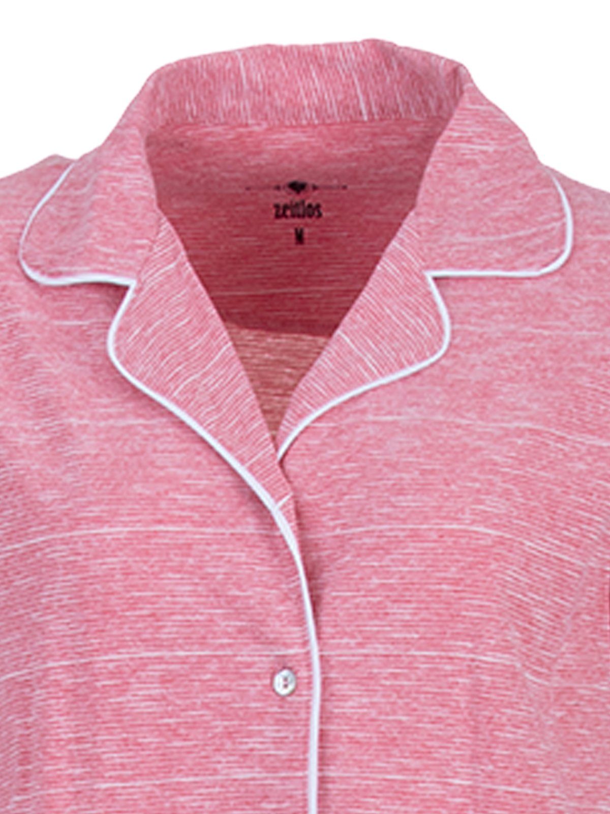 Pyjama zeitlos Schlafanzug Streifen rosa Langarm Melange Set -