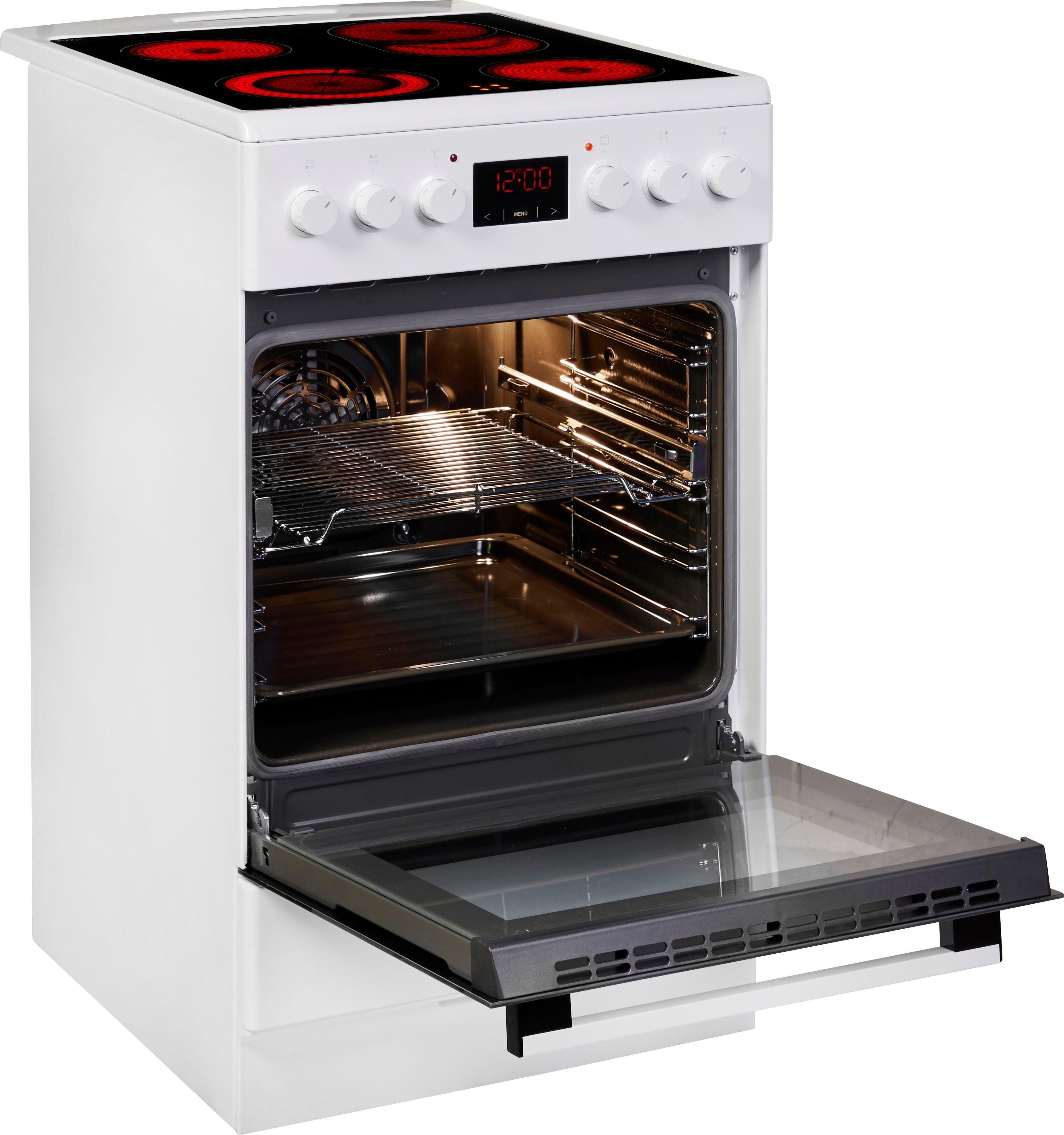 Amica Elektro-Standherd SHC 903 001 W, mit 1-fach-Teleskopauszug, Simple Steam Reinigungsfunktion, Komfortables Kochen und Backen mit bequemer Handhabung