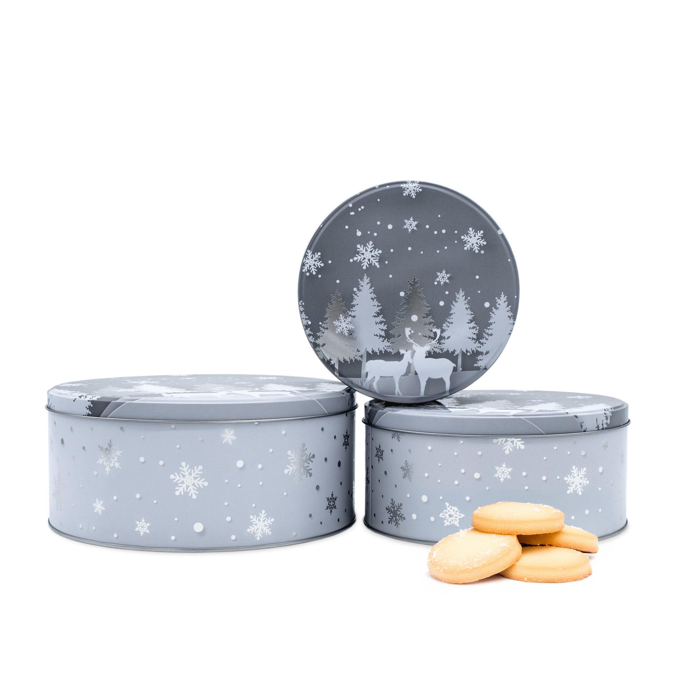 Spetebo Keksdose, Metall, (Set, 3-tlg., 3-teilig), Weihnachts Gebäckdose Keksdose aus Metall stapelbar
