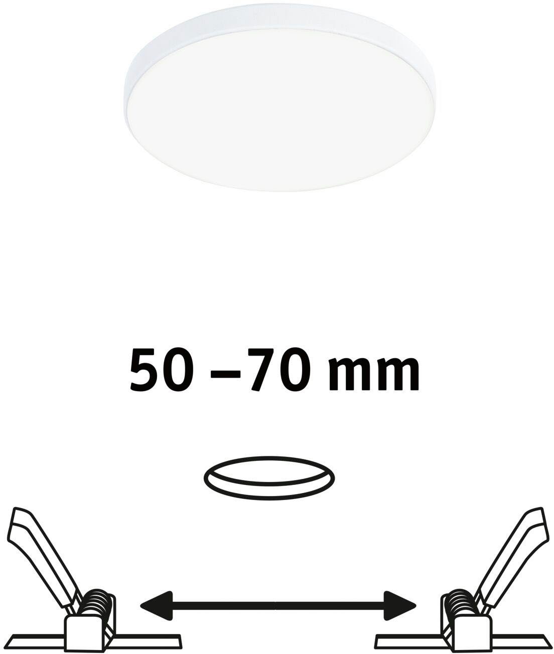 Paulmann LED Einbauleuchte LED 500lm integriert, fest Edge Einbaupanel Veluna Weiß, 90mm 90mm LED rund LED 500lm 4000K Neutralweiß, Veluna rund Einbaupanel VariFit IP44 Weiß Edge IP44 VariFit 4000K