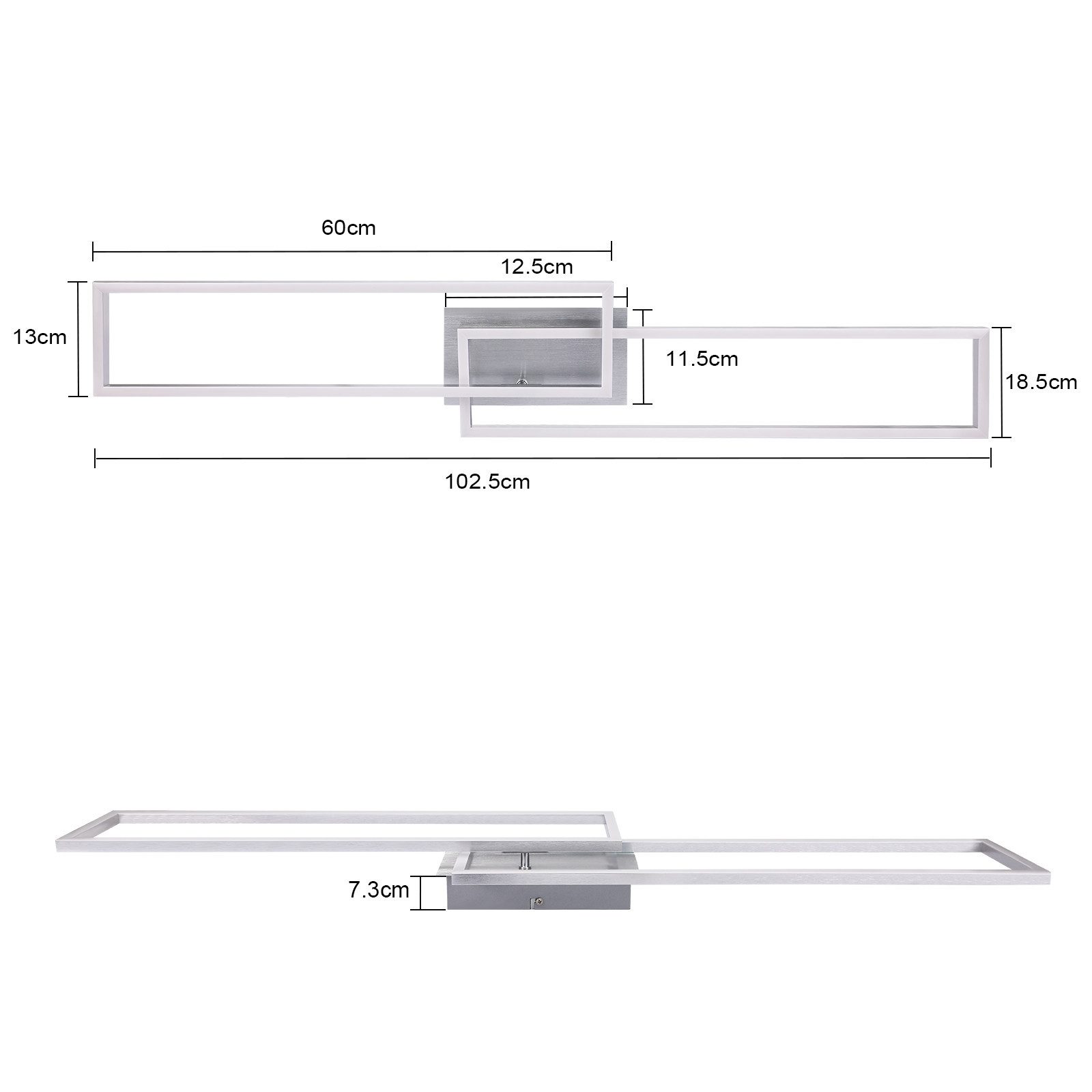 Nettlife LED Deckenleuchte Schlafzimmer Silber Dimmbar 64CM 36W Geometrisch Wohnzimmer, mit Fernbedienung, LED fest integriert, Farbwechsler, 3000K-6500K mit Fe – Bild 5 von 5