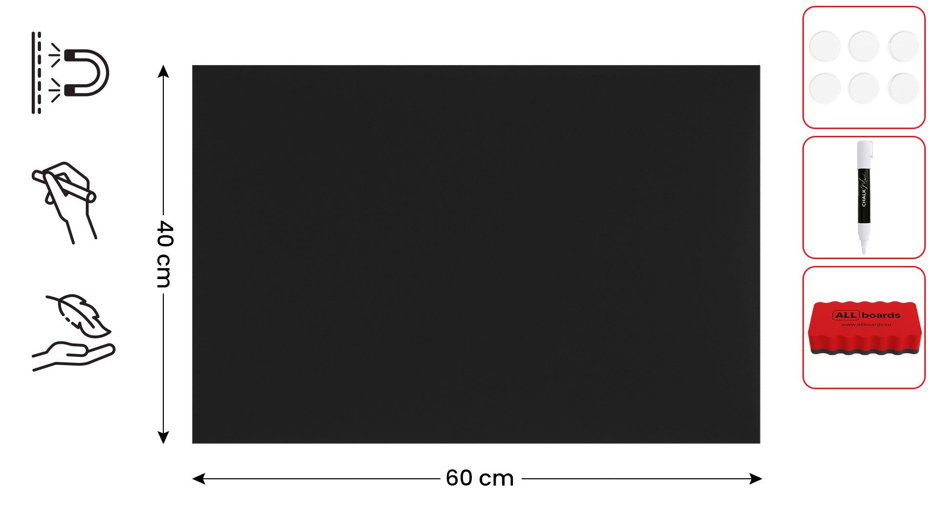 ALLboards Magnettafel ALLboards Metallische Magnettafel KREIDETAFEL SCHWARZ MetalBoards