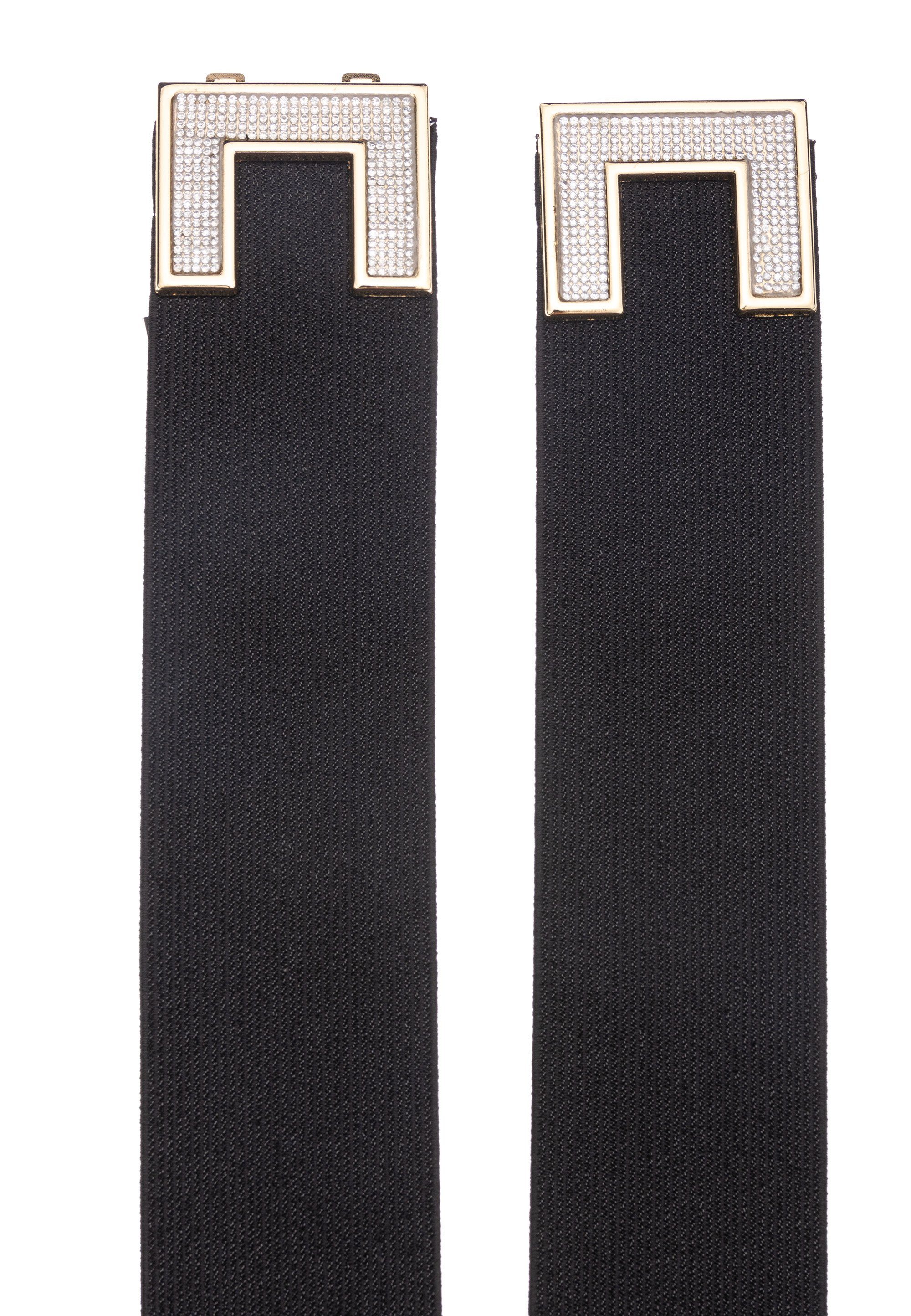 Cassandra Accessoires Taillengürtel Straßsteinen Stretchgürtel mit Hakenverschluß schwarz "Strass" mit
