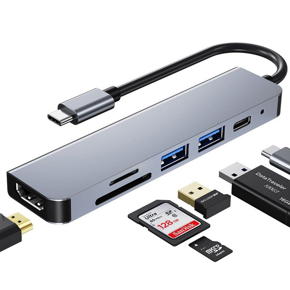GelldG Laptop-Dockingstation USB C Hub, USB C Adapter kompatibel mit  MacBook Pro / Air Adapter