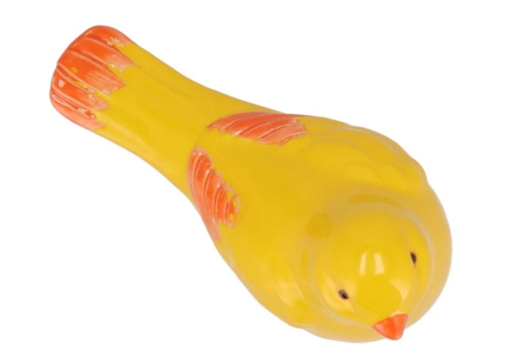 Daan Kromhout Dekofigur 2er Set Vögelchen Gelb Orange Sommerlich Garten Deko 16 cm (2 St), Handmade