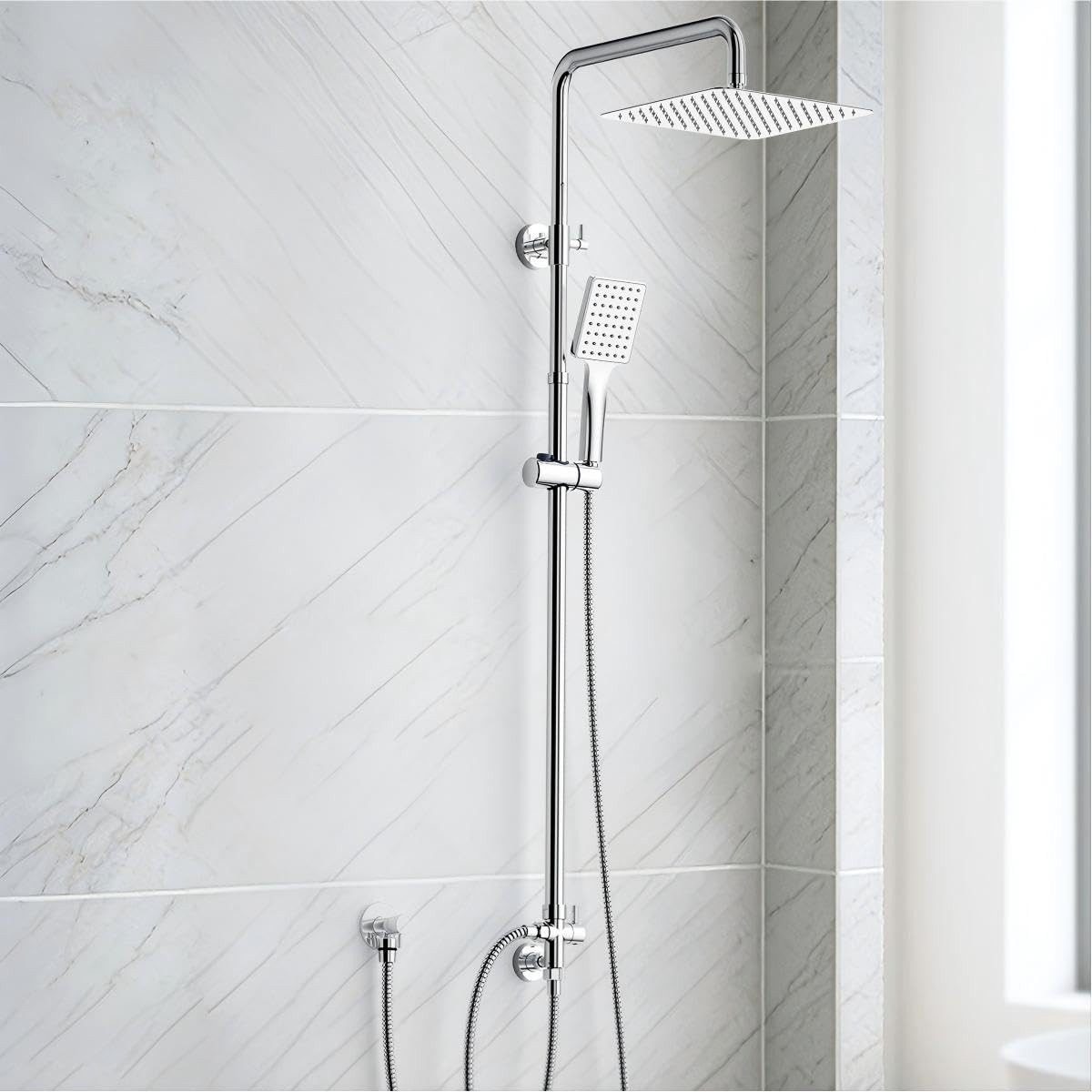 Rainsworth Duschsystem ohne Armatur, Höhe 25 cm, 3 Strahlart(en), 25cm Rund Regendusche und 3 Strahlarten Duschkopf