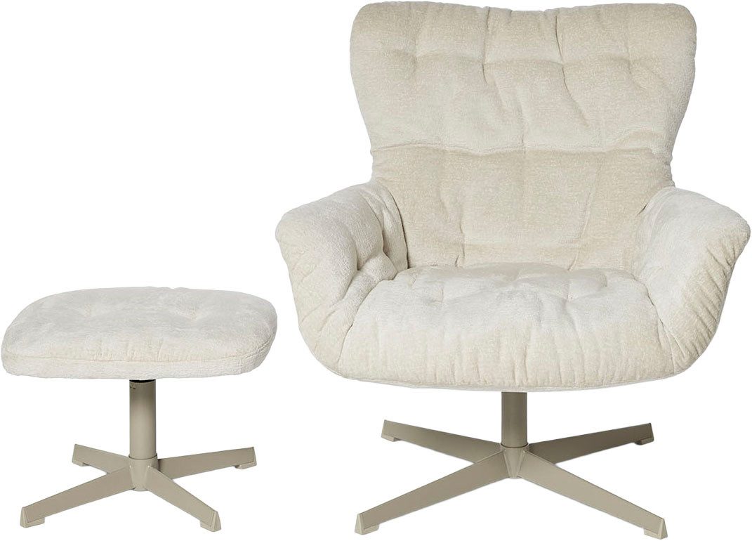 Jahnke Sessel LOUNGE COSY TWIST PLUS, Loungesessel inkl. Hocker, bequeme Polsterung & Armlehnen, drehbar