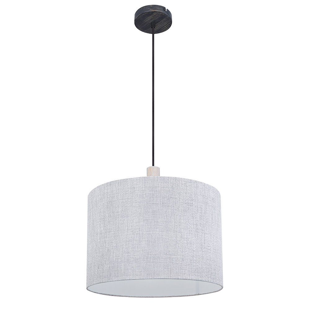 grau 40 Hängelampe nicht Deckenleuchte, D Pendelleuchte etc-shop cm Leuchtmittel Holz Wohnzimmerlampe inklusive, Textil