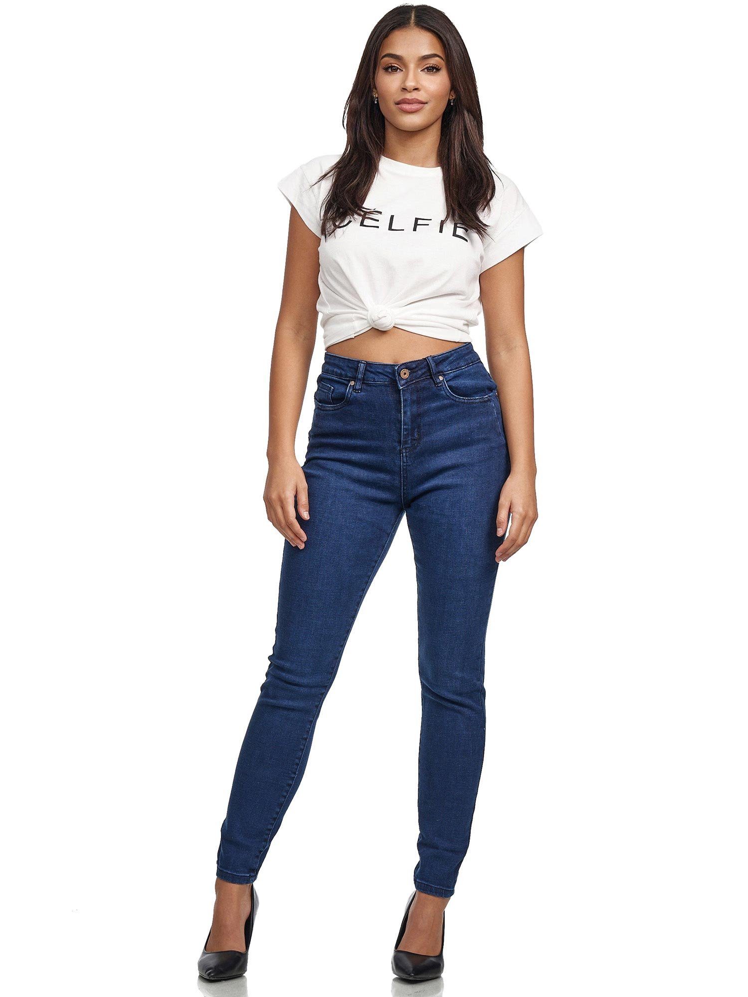 Tazzio High-waist-Jeans F107 Damen Skinny Fit Jeanshose