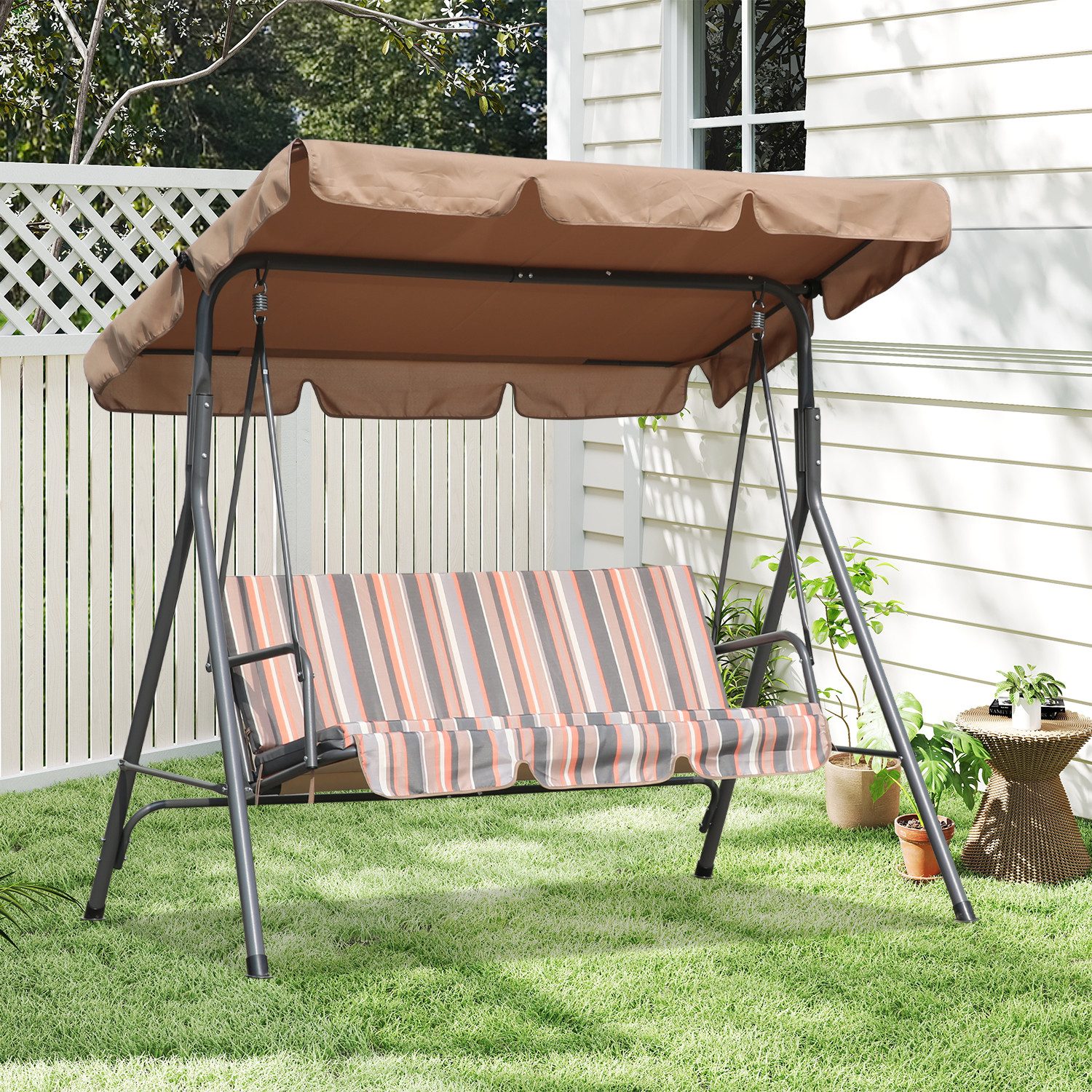 Angel Living Hollywoodschaukel 3-Sitzer Hollywoodschaukel Gartenschaukel mit neigbarem Sonnendach, 3-Sitzer, Aluminium Schaukelbank mit wetterfesten Polstern