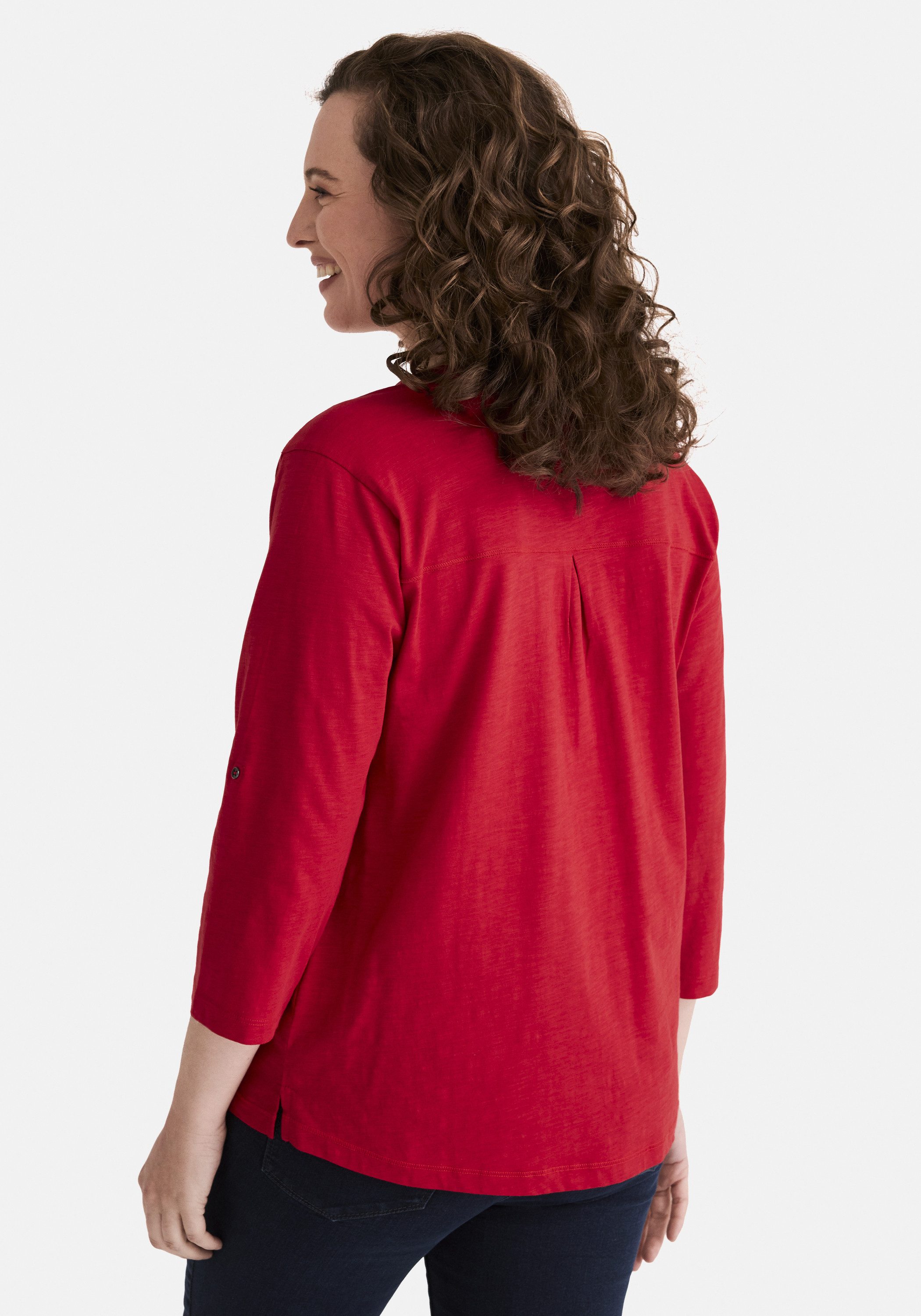 STOOKER WOMEN 3/4-Arm-Shirt MARIE T-Shirt 3/4 - Arm Regular Fit Slub Yarn Baumwolle Henley Shirt Knopfleiste für Damen