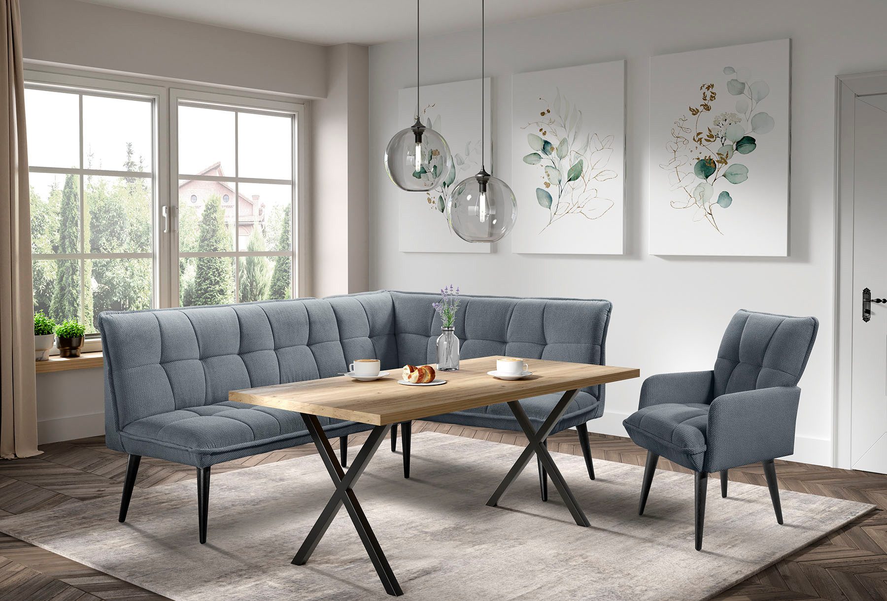 exxpo - sofa fashion Eckbank Mocca Essbank, Sitzbank, hoher Sitzkomfort, bequem und elegant, hochwertige Detailverarbeitung