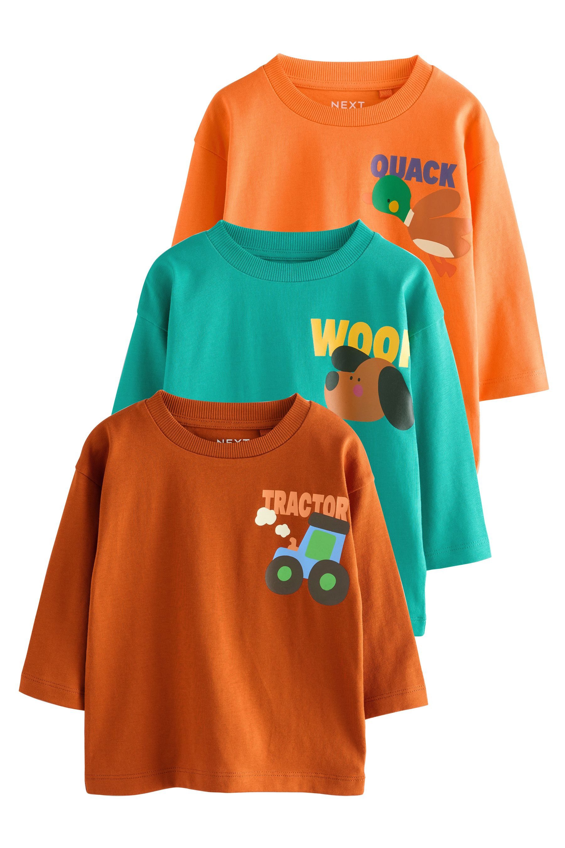 Next Langarmshirt 3er-Pack T-Shirts mit Grafik-Print günstig online kaufen