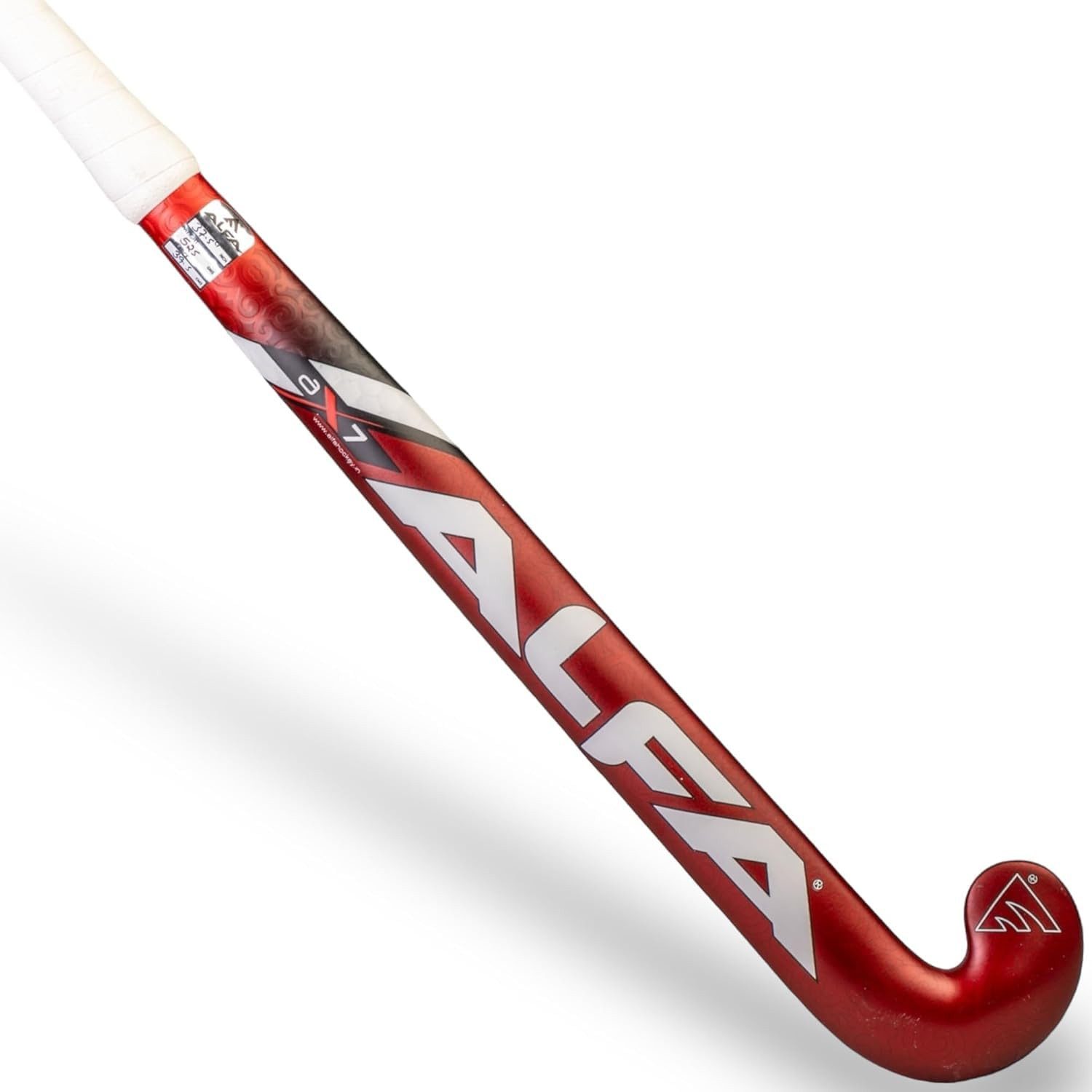 ALFA Eishockeyschläger AX7 Hockeyschläger 36,5" Rot 70 % Carbon Extra Low Bow mit Tasche (Feldhockeyschläger-Set mit Ракеткиtasche, 36,5", 70 % Carbon Composite, Extra Low Bow, Farbe Rot, Unisex) Leichtbauweise, Extra Low Bow für Drag Flicks, Allround-Spielstil
