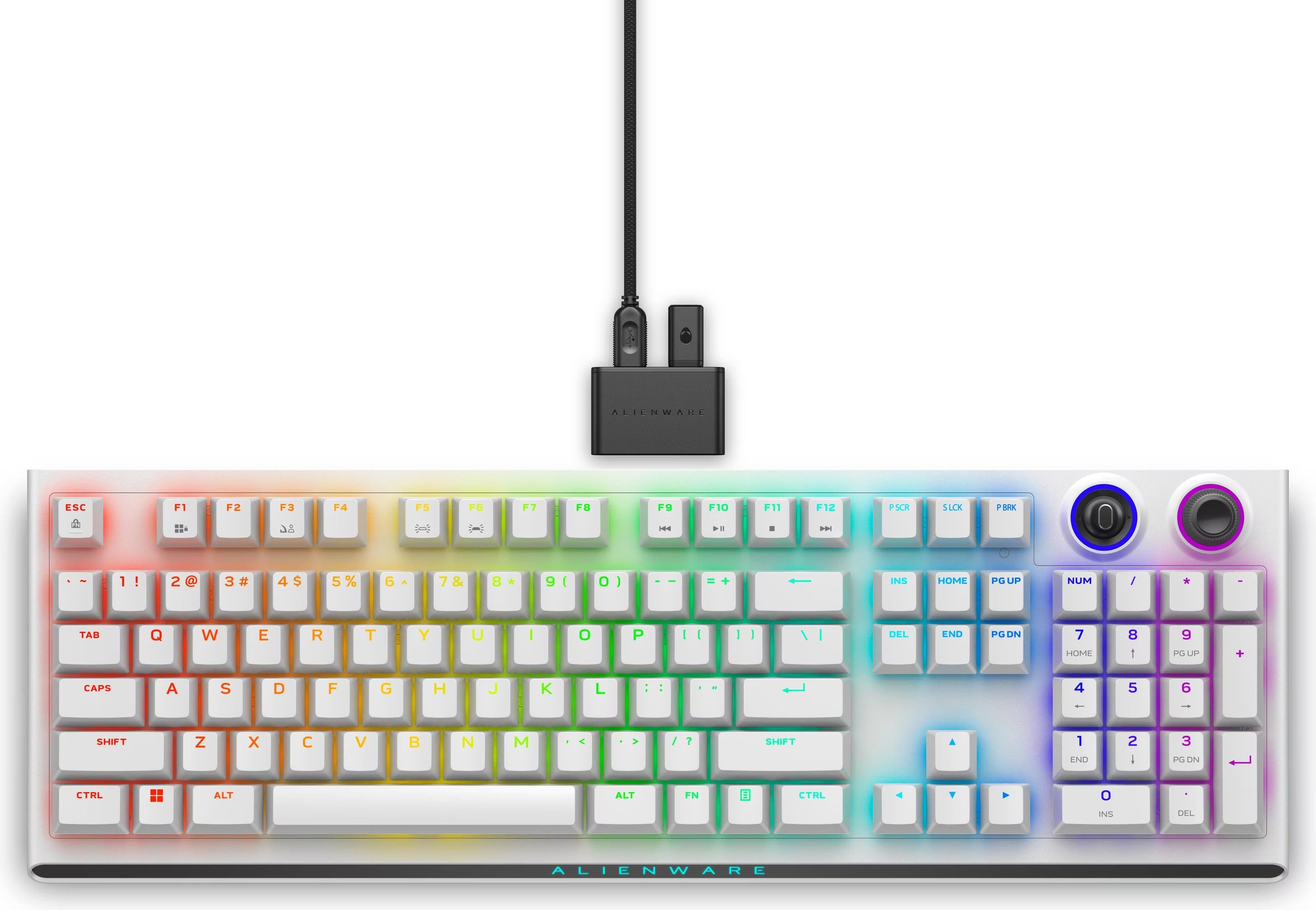 Dell Alienware AW920K Gaming-Tastatur (Cherry MX Red, Per-Key RGB, Tri-Mode, Prog. Regler, Magnet-Laden)