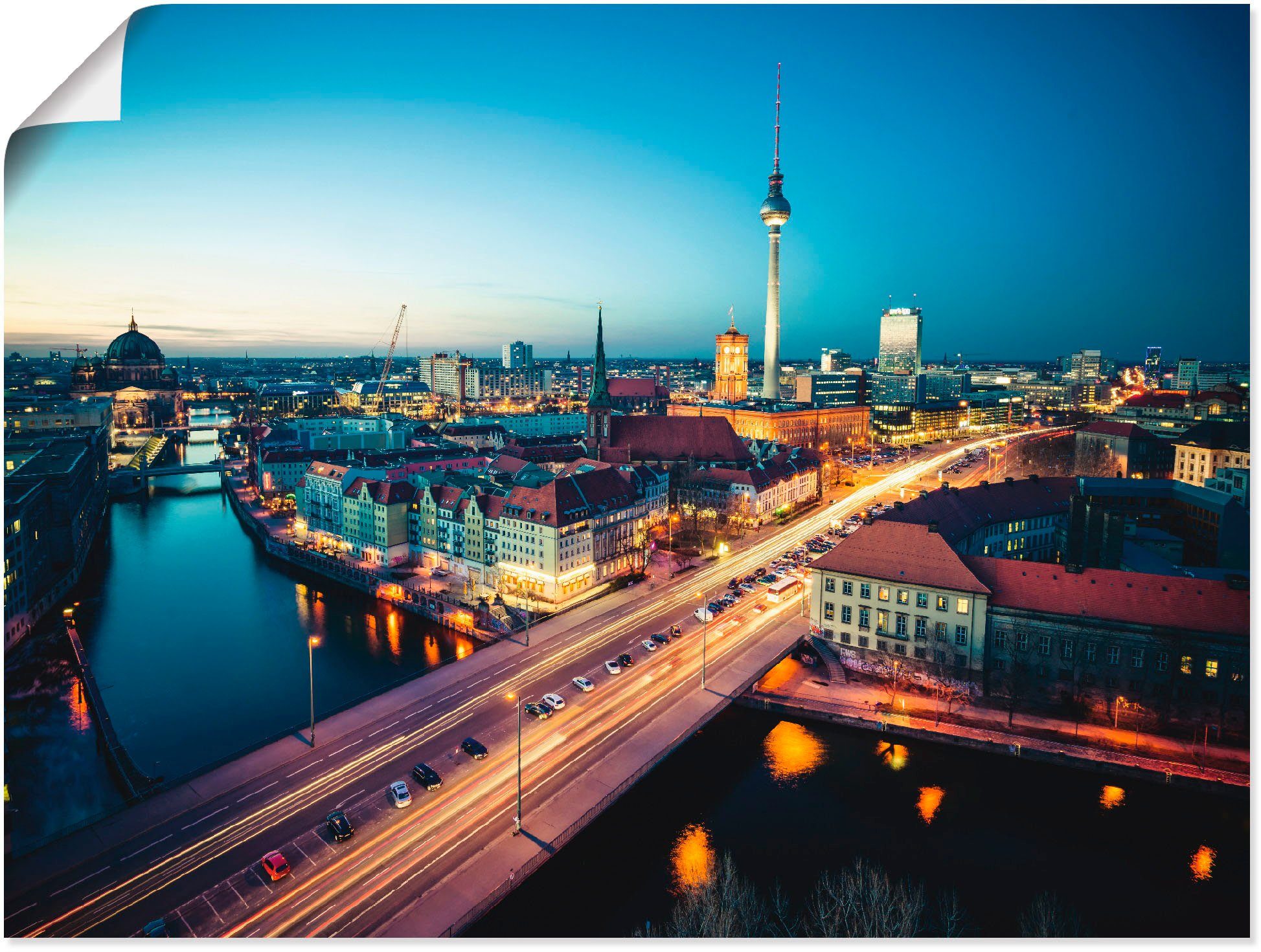 Artland Wandbild Berlin Cityscape am Abend, Deutschland (1 St), als Alubild, Leinwandbild, Wandaufkleber oder Poster in versch. Größen