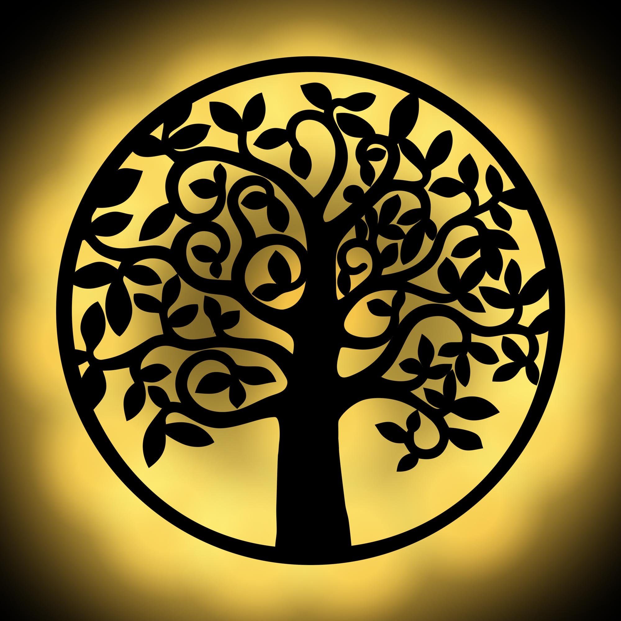 Namofactur LED Wandleuchte Baum - Dekoobjekt aus Holz mit Baum-Motiv - Wand Deko Lampe, Ohne Zugschalter/Stern, LED fest integriert, Warmweiß, Wanddekoobjekt Wohnzimmer Leuchte batteriebetrieben