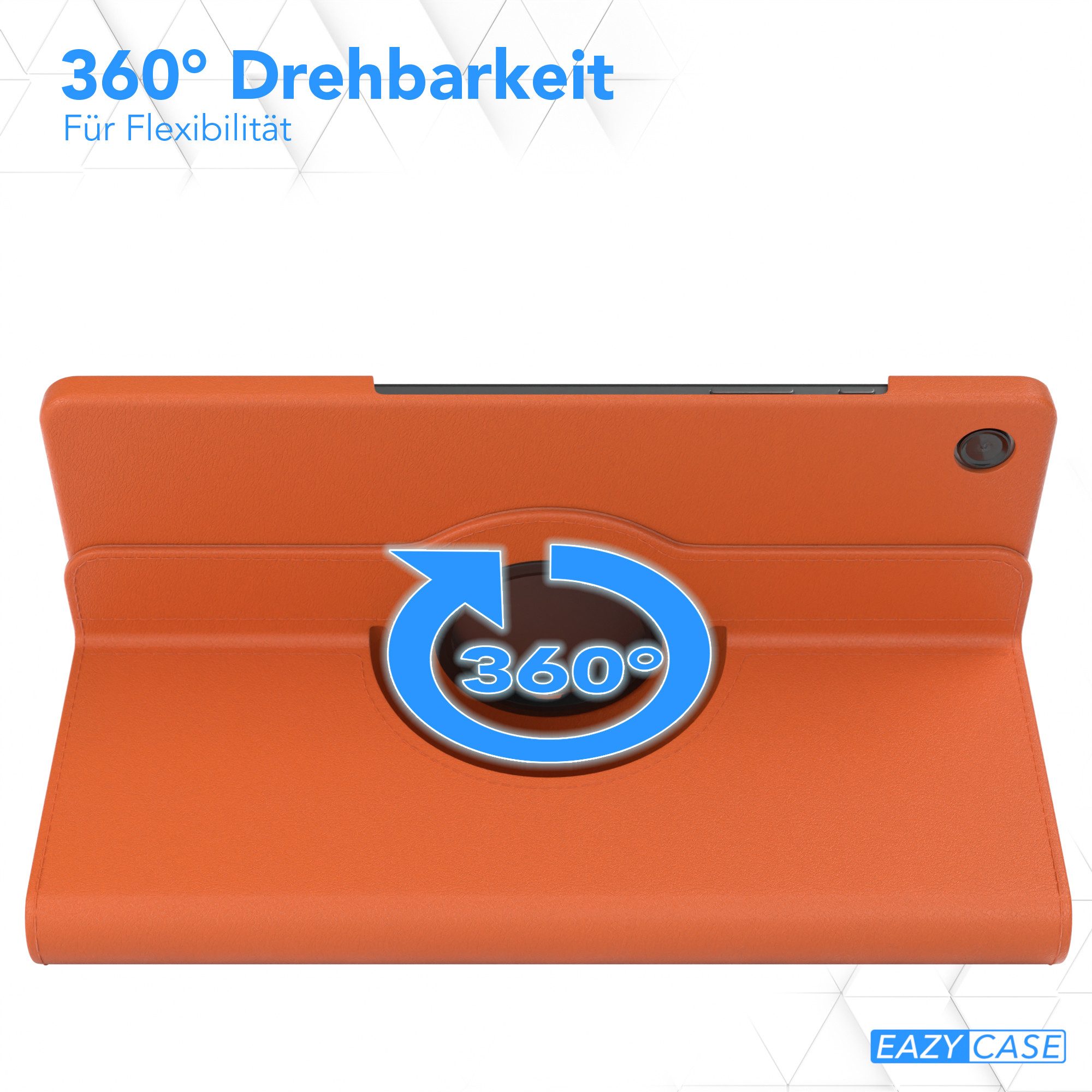 EAZY CASE Tablet-Hülle Rotation Case für Galaxy Tab A9 Plus Rotationcase 11 Zoll, Tabletschutz robust magnetisch verstellbar Klappetui mit Deckel Orange