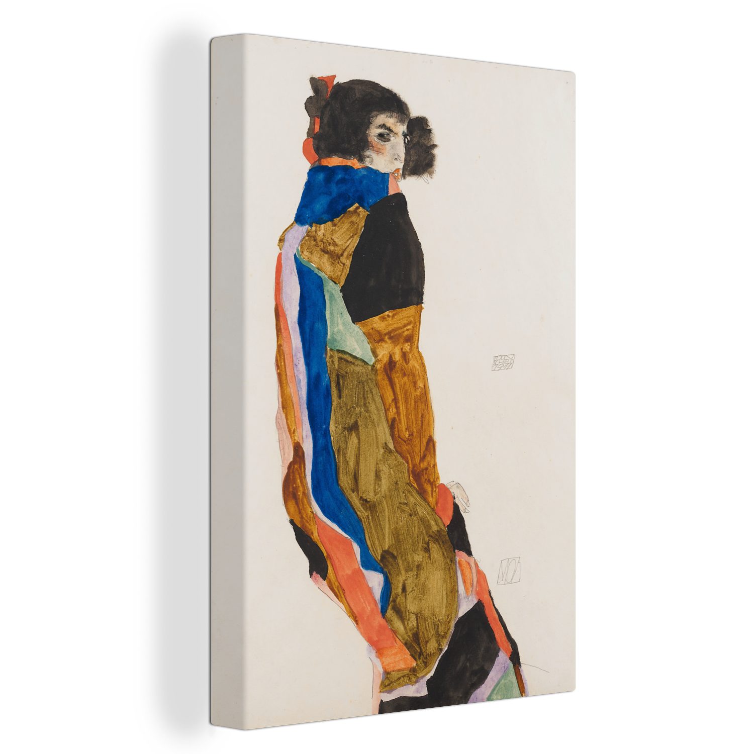von 20x30 Gemälde cm Schiele, fertig - Zackenaufhänger, inkl. St), Gemälde, (1 Leinwandbild Leinwandbild bespannt OneMillionCanvasses® Egon Moa