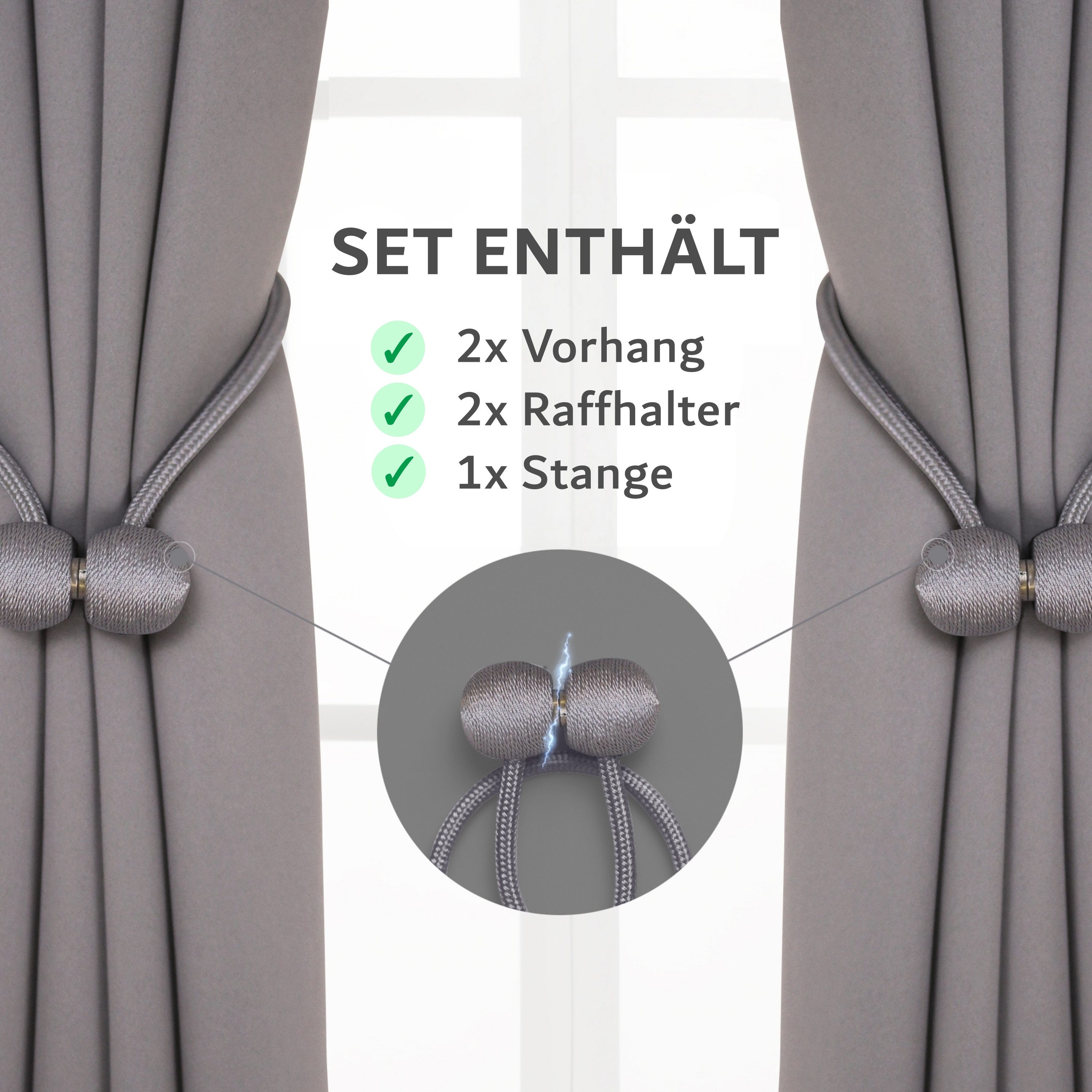Cozyor Verdunkelungsvorhang 2er-Set inkl. 2 Magnethalter, thermoisolierend, Gardinen blickdicht (2 St), Ösen, verdunkelnd, Mikrofaser Polyester – Bild 2 von 5