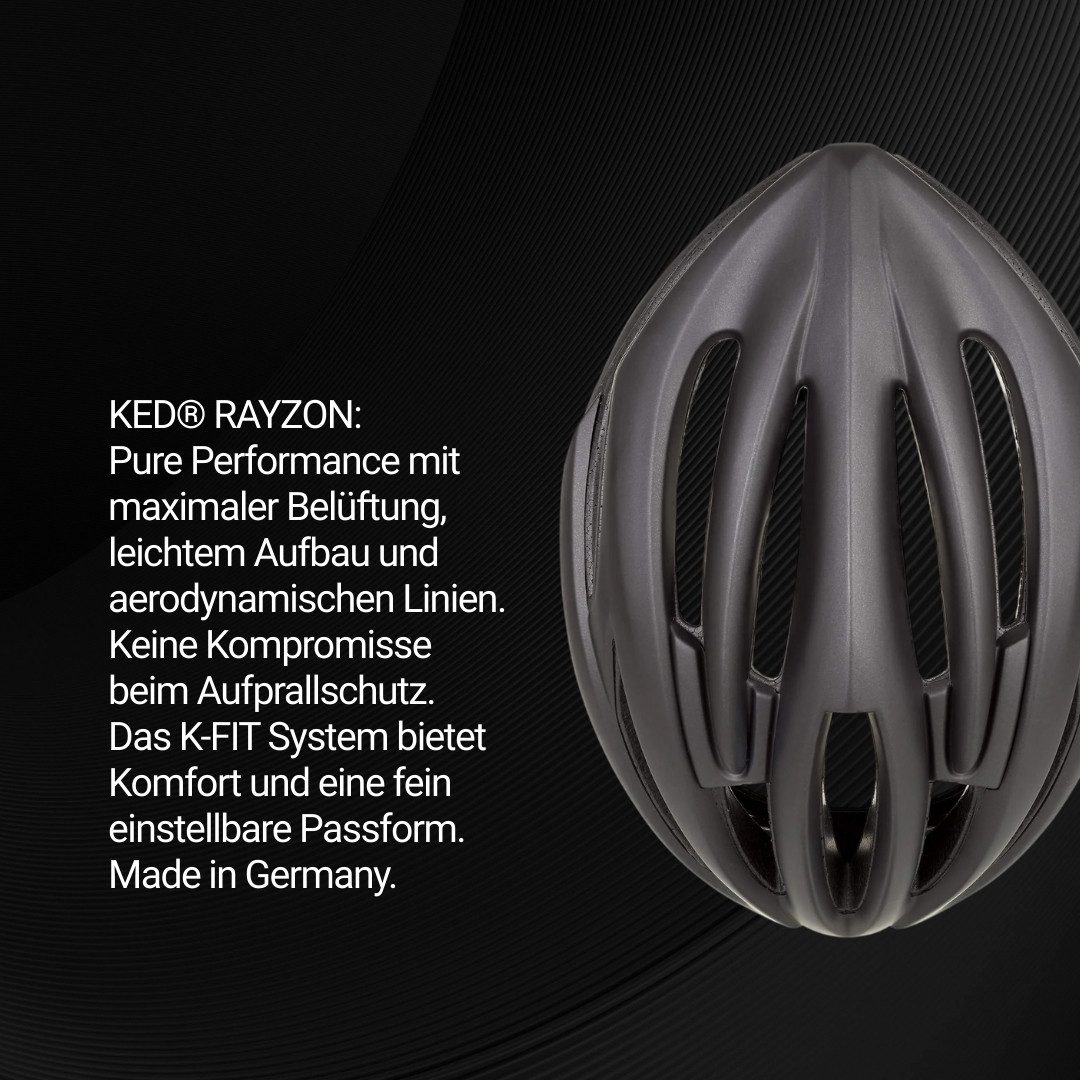 KED Fahrradhelm Rayzon Sporthelm, Belüfteter Rennradhelm Mit LED Rücklicht