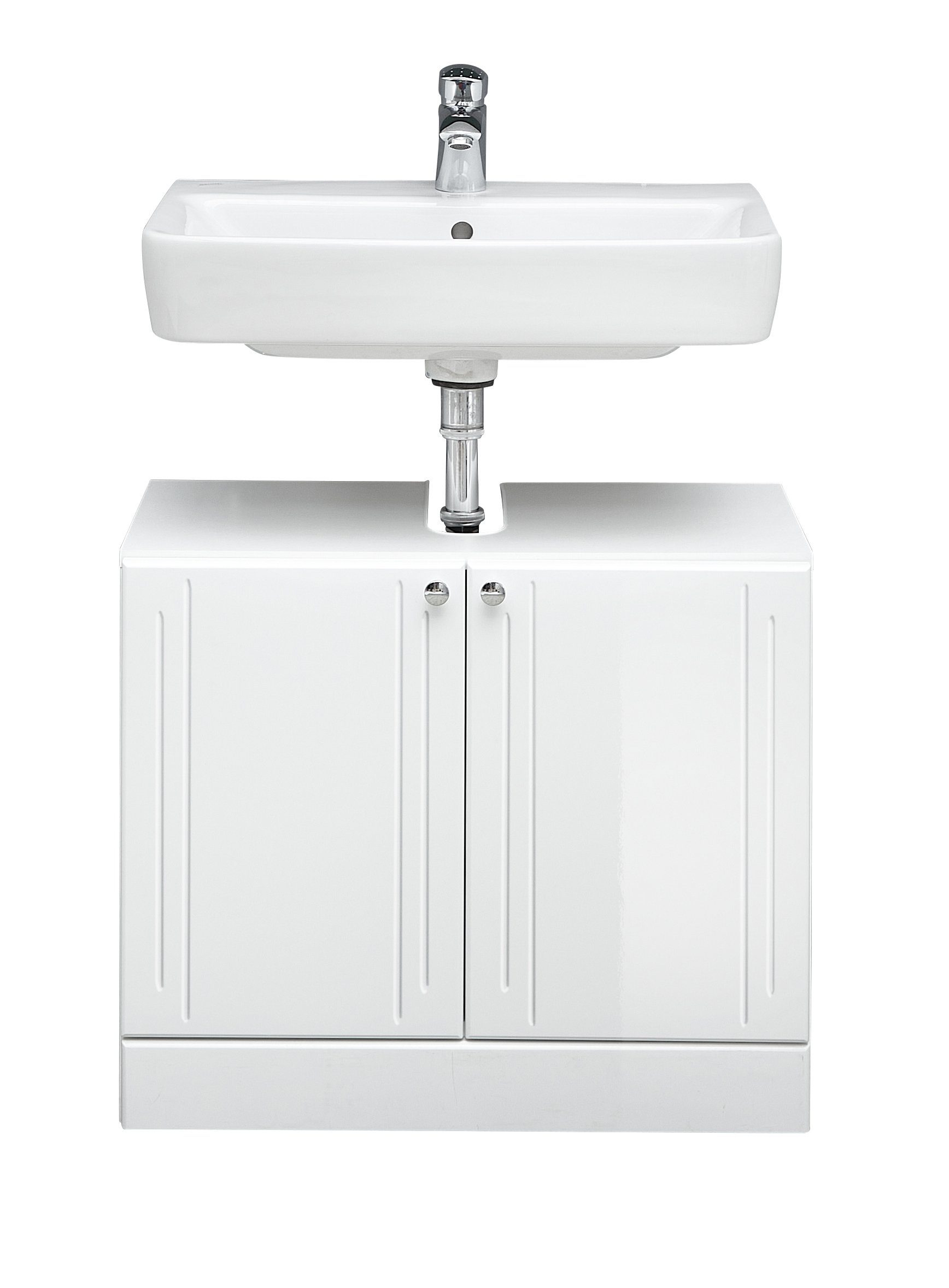 PELIPAL Waschbeckenunterschrank in Weiß hochglanz mit 2 Türen (BxHxT: 65x54x33 cm)