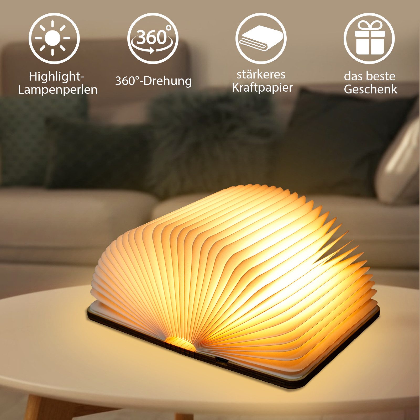 skelo LED Schreibtischlampe Buchlampe LED, Faltbare Buch Licht 2500mAh Aufladbare USB-C Warmweiß, buchlampe, led buchlampe faltbar, Warmweißes Buch Lampe, Berührungsschalter, 500lm, Nachttischlampe Nachtlicht, Home Decor