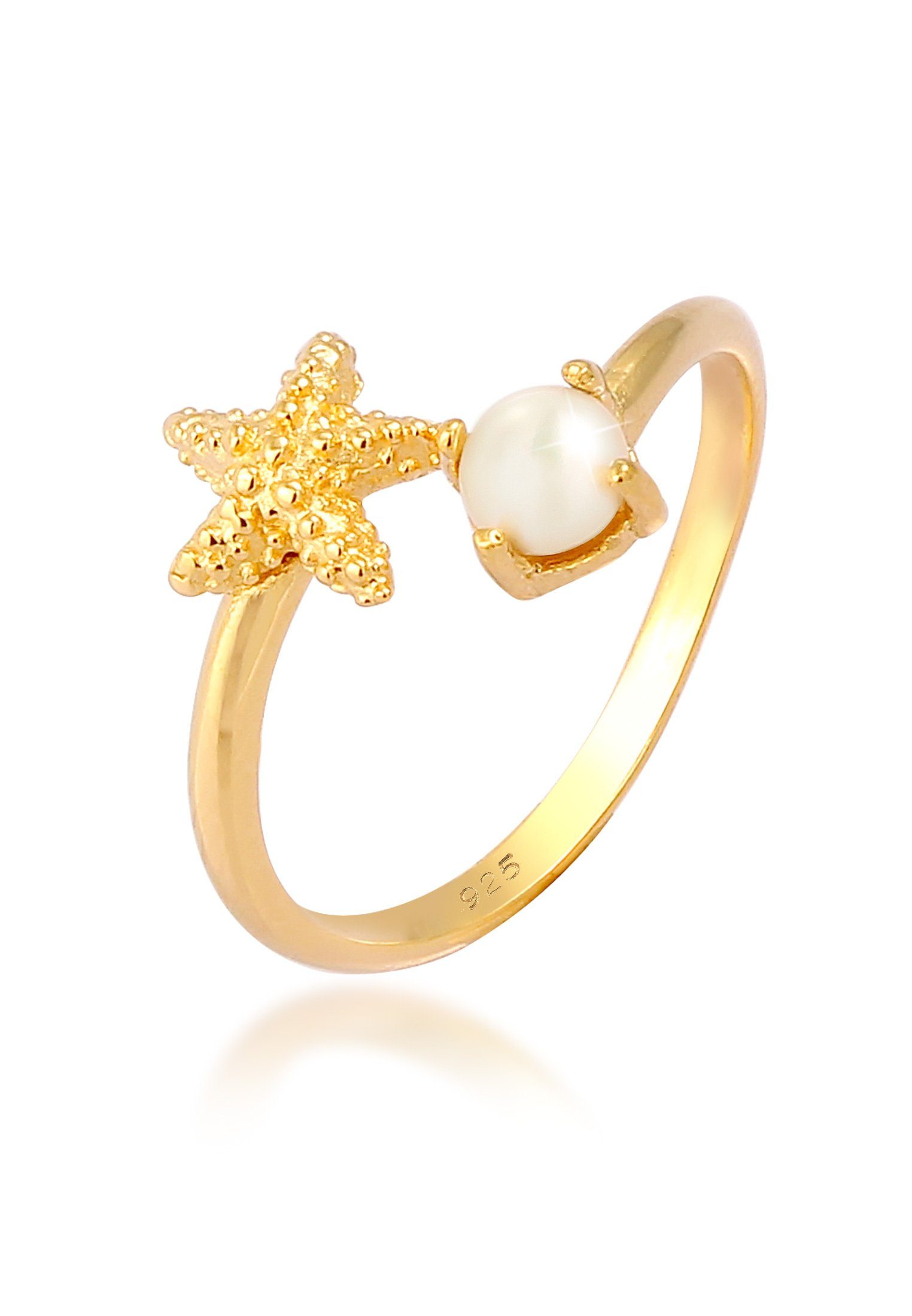 Elli Perlenring Seestern Süsswasserperle Verstellbar 925 Silber, Seestern günstig online kaufen