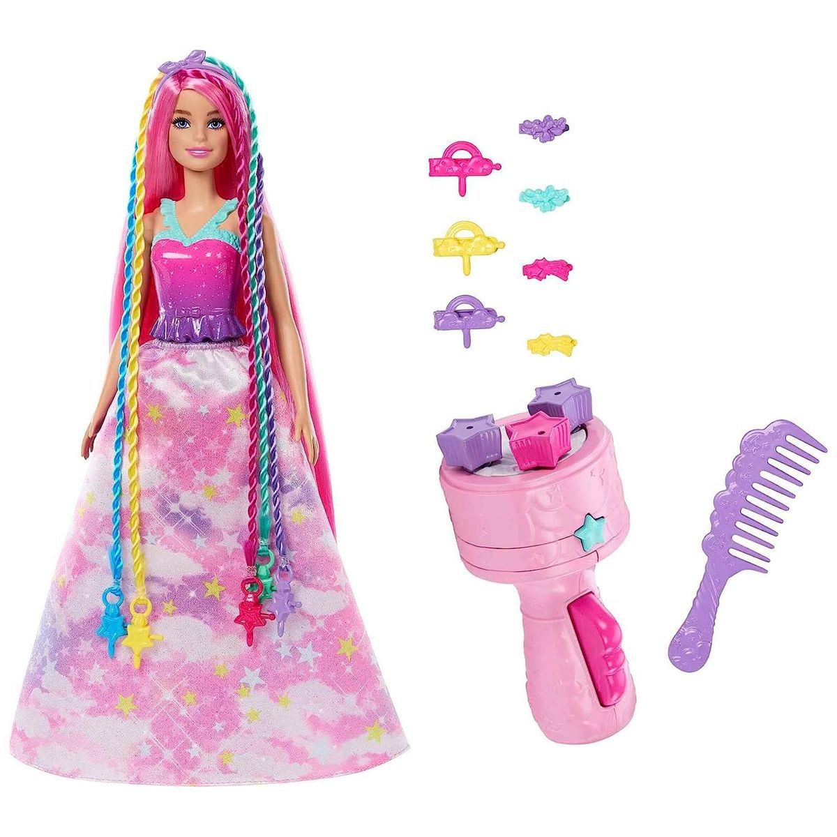 Mattel® Anziehpuppe Mattel HNJ06, Barbie Dreamtopia: Flechtspaß Puppe, Stylingwerkzeug &