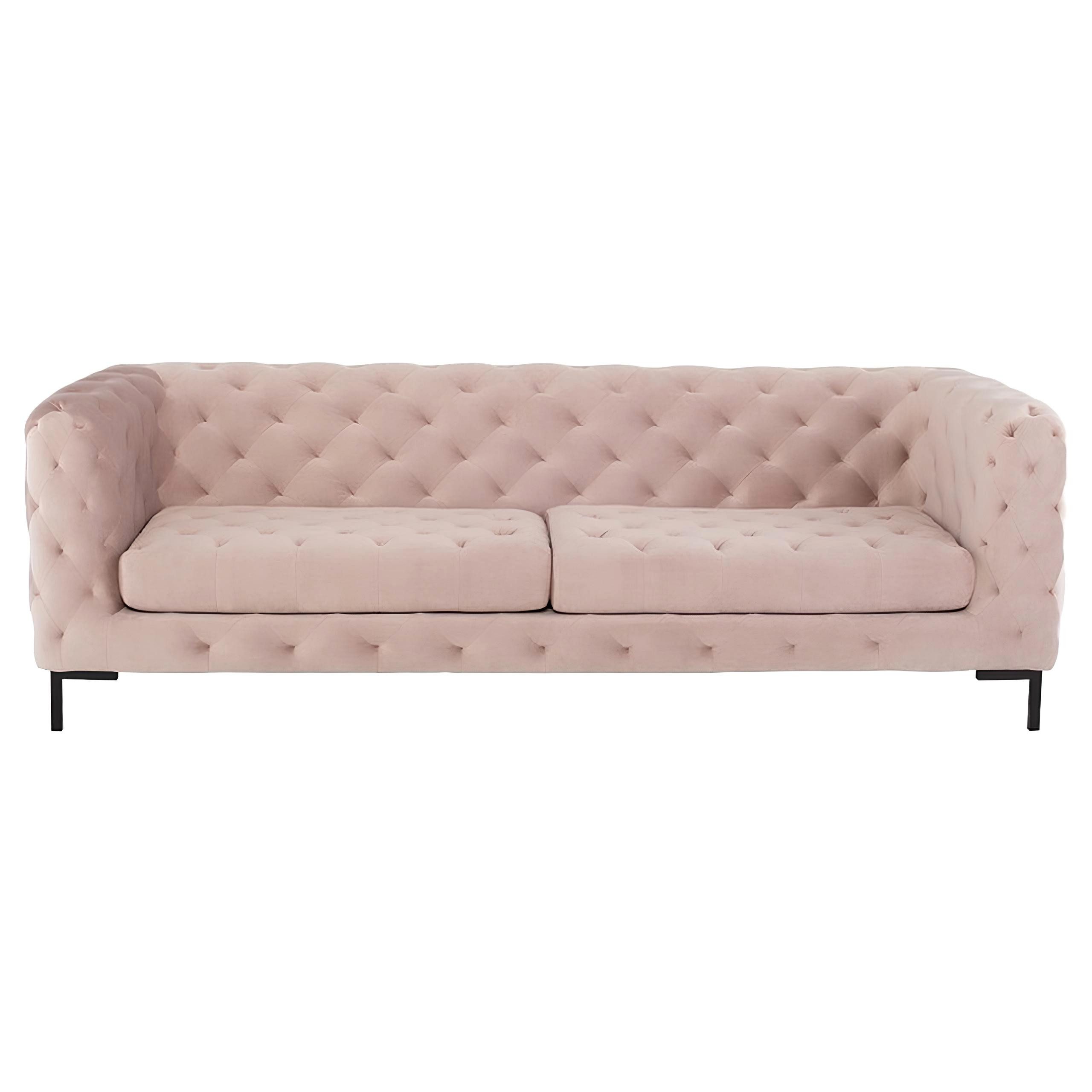 Xlmoebel Chesterfield-Sofa Elegantes Chesterfield Sofa aus Stoff und Leder mit Knopfverzierungen, 1 Teile, Hergestellt in Europa