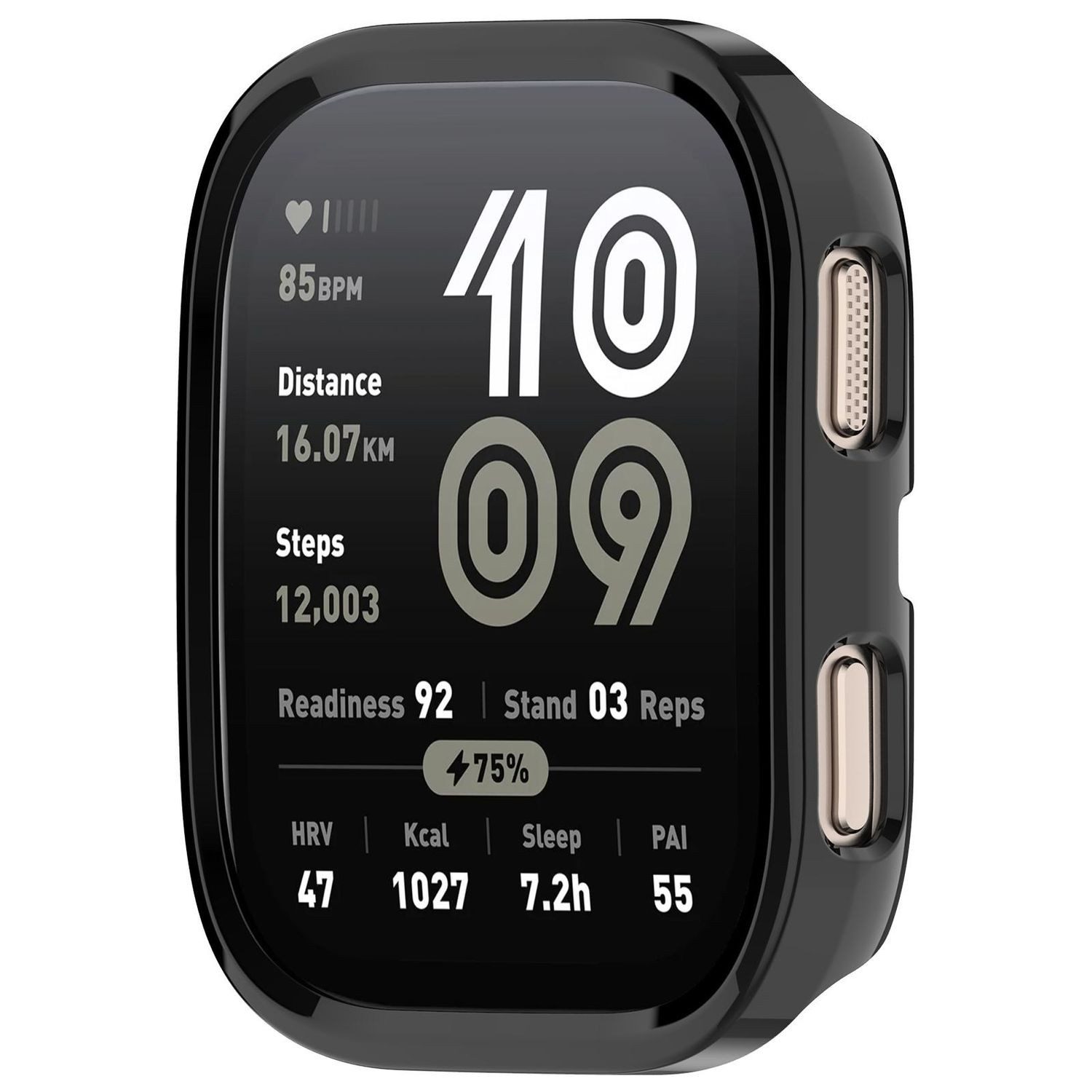 Wigento Smartwatch-Hülle Für Amazfit Bip 6 Design Kunststoff Watch Schutz Gehäuse Hülle Schwarz, Halbseitiger Kunststoff-Schutz, leicht und langlebig