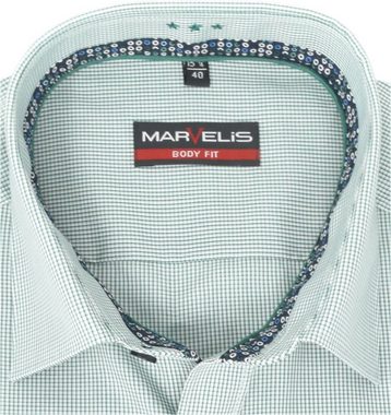 MARVELIS Businesshemd Businesshemd - Body Fit - ELA - Kariert - Grün Vichykaro