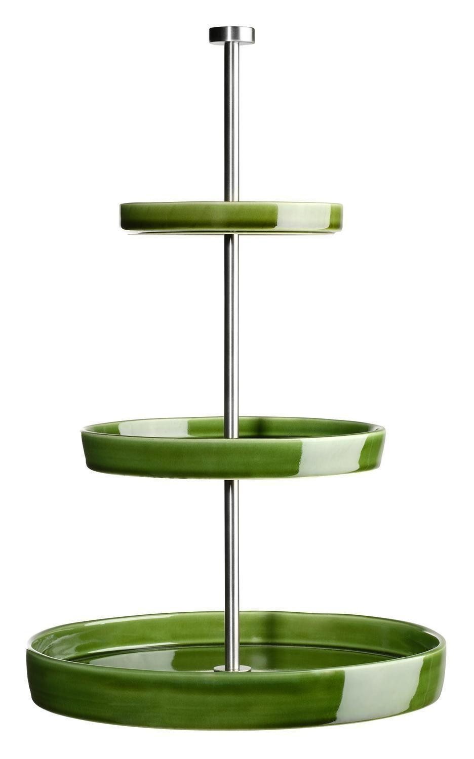 ASA SELECTION Etagere GRANDE NERO, H 41 cm, Grün, Steingut, 3 Etagen, spülmaschinen-, mikrowellen-, ofen- und gefriergeeignet
