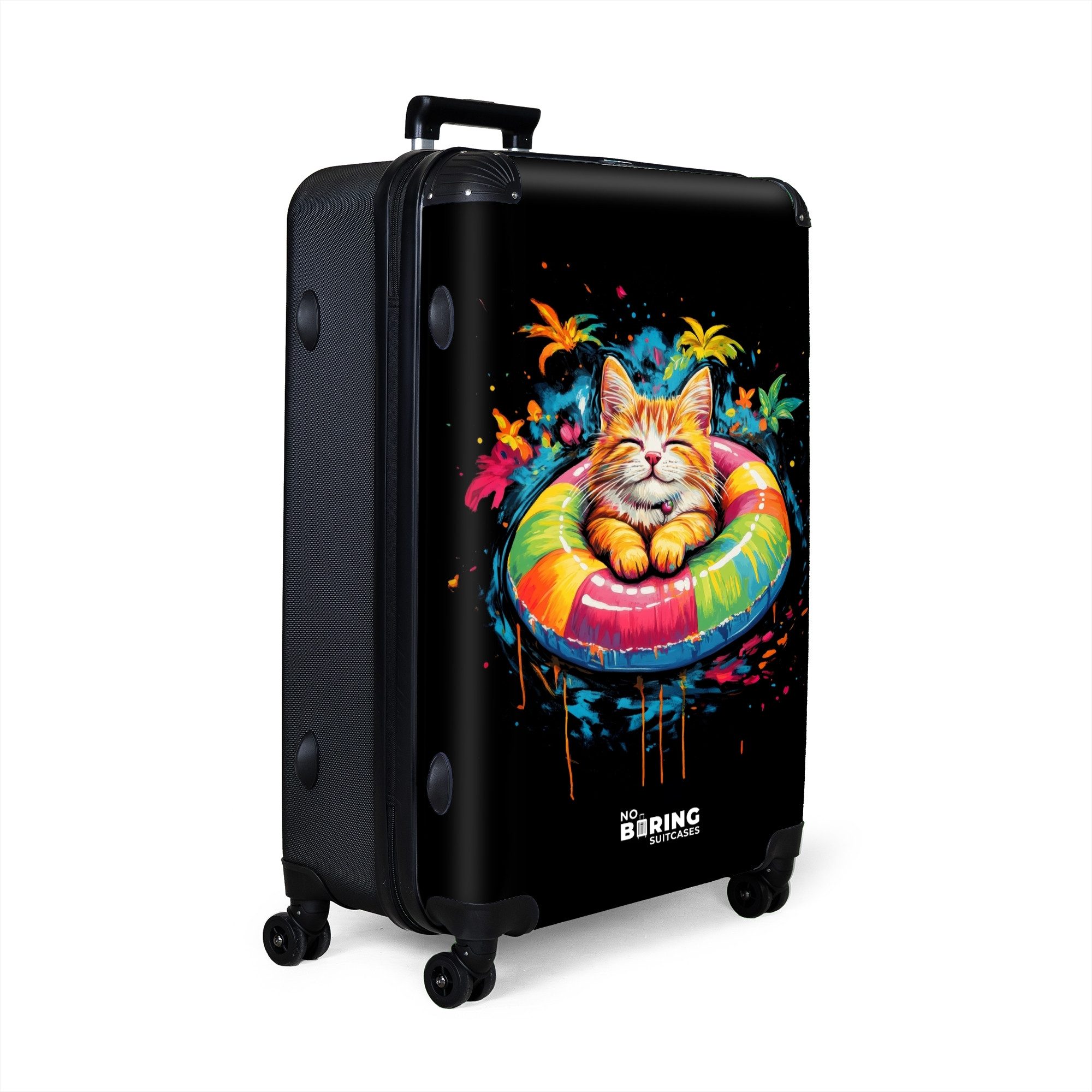 NoBoringSuitcases.com© Hartschalen-Trolley Sommerkatze mit buntem Schwimmba günstig online kaufen