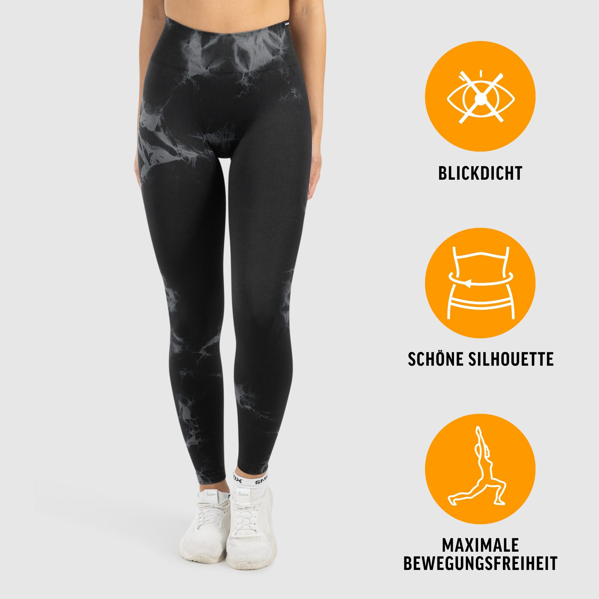 Smilodox Leggings Becci, Seamless High Waist Scrunch Sporthose, Batik-Effekt & Muster Figurformende Kontur, elastisch, Blickdicht, Gym Yoga Training Workout